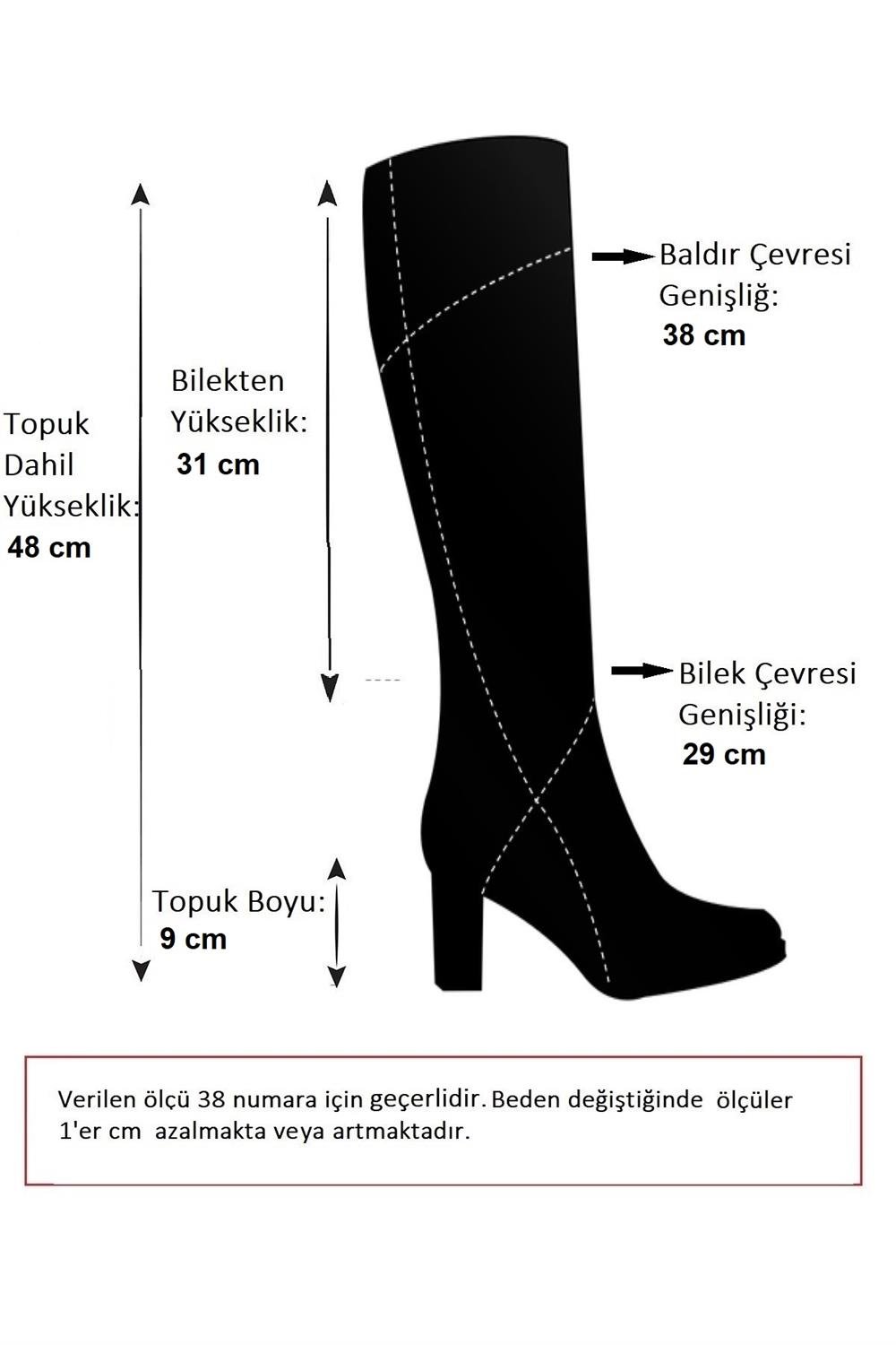 R282230109 Siyah Platform Kalın Topuklu Kadın Çizme