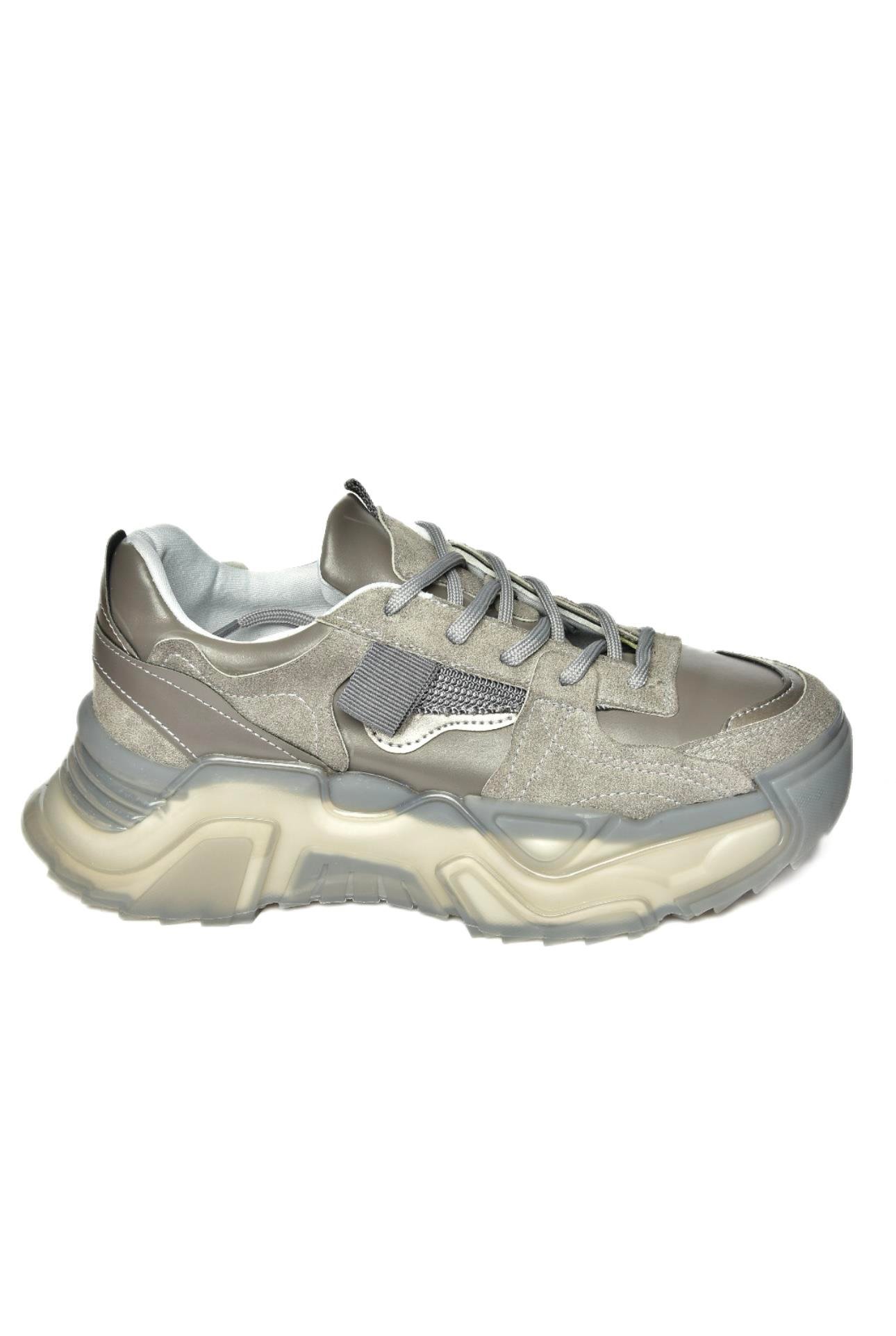 R312611402 Koyu Gri Süet Kalın Tabanlı Spor Ayakkabı Sneakers