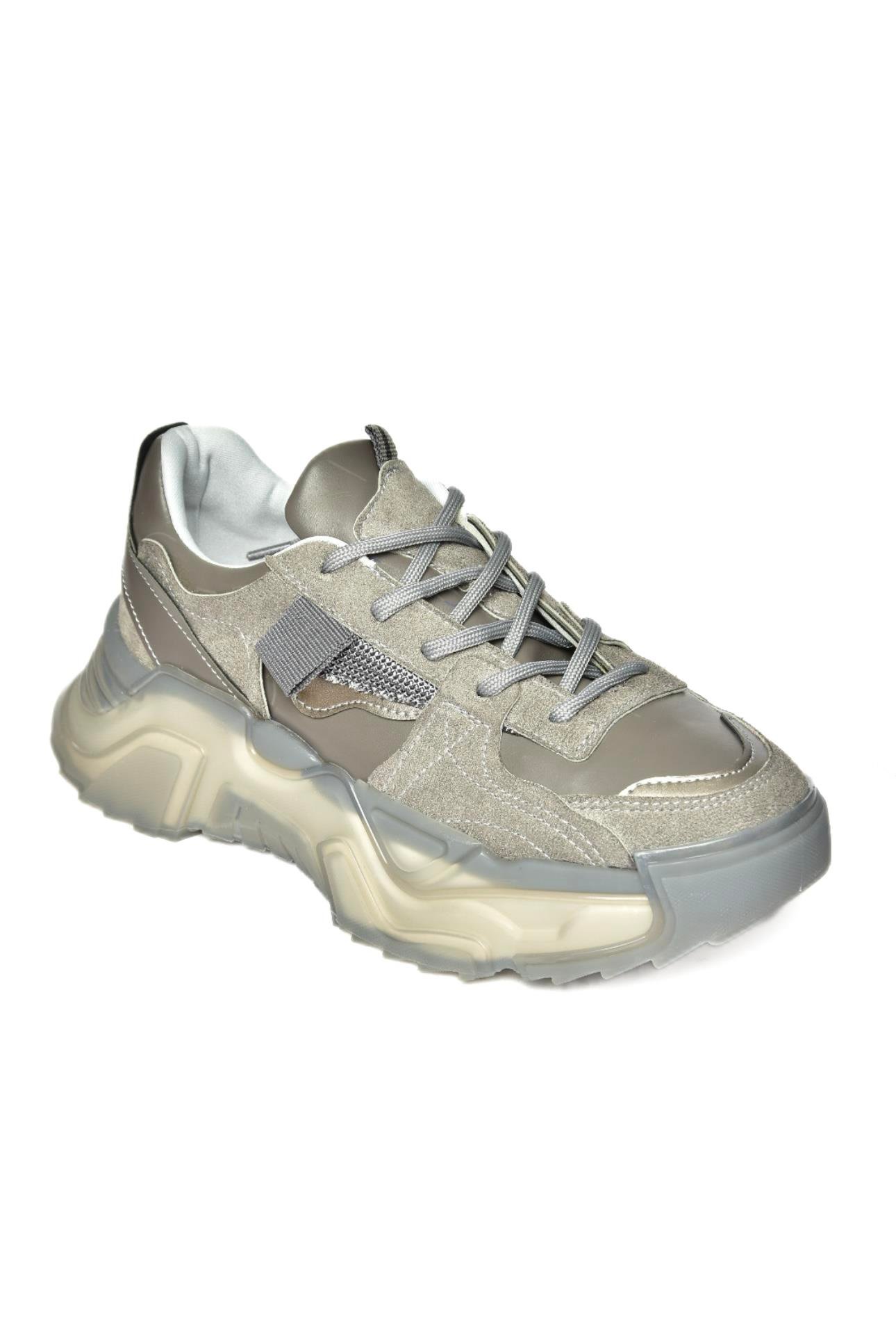 R312611402 Koyu Gri Süet Kalın Tabanlı Spor Ayakkabı Sneakers