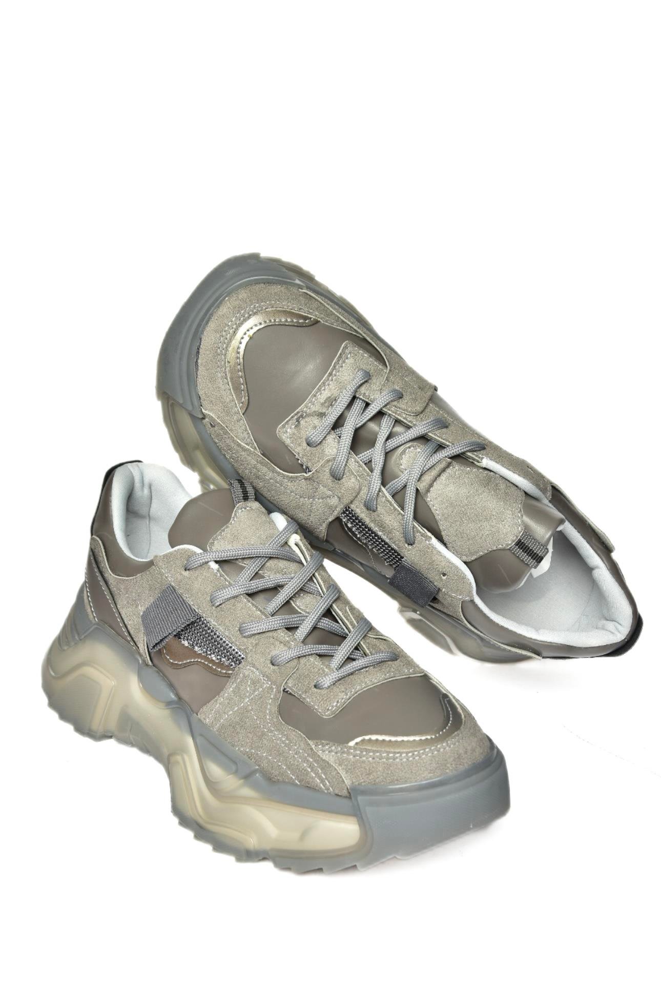 R312611402 Koyu Gri Süet Kalın Tabanlı Spor Ayakkabı Sneakers