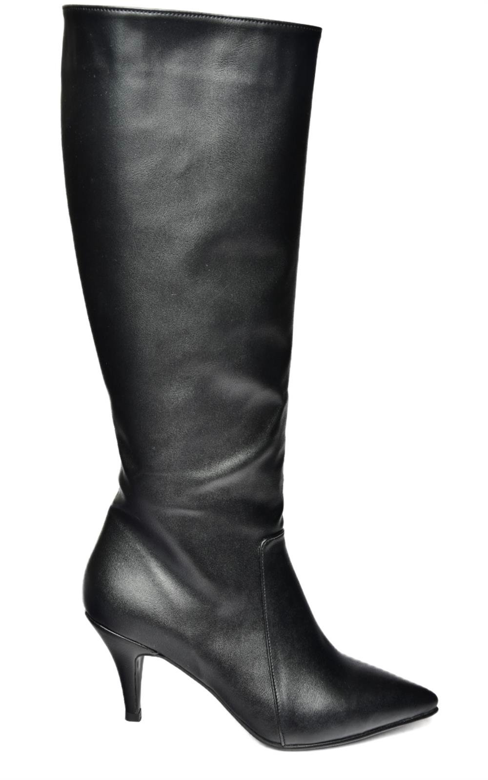 R372453009 Siyah İnce Topuklu Kadın Çizme