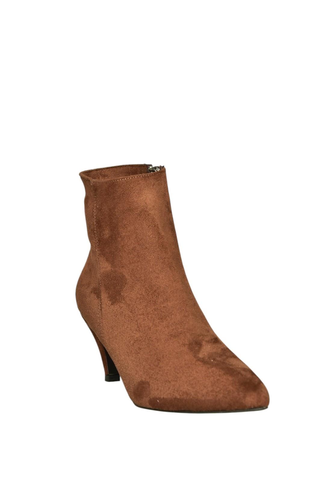 R404710002 Kahverengi Süet Alçak Topuklu Kadın Bot
