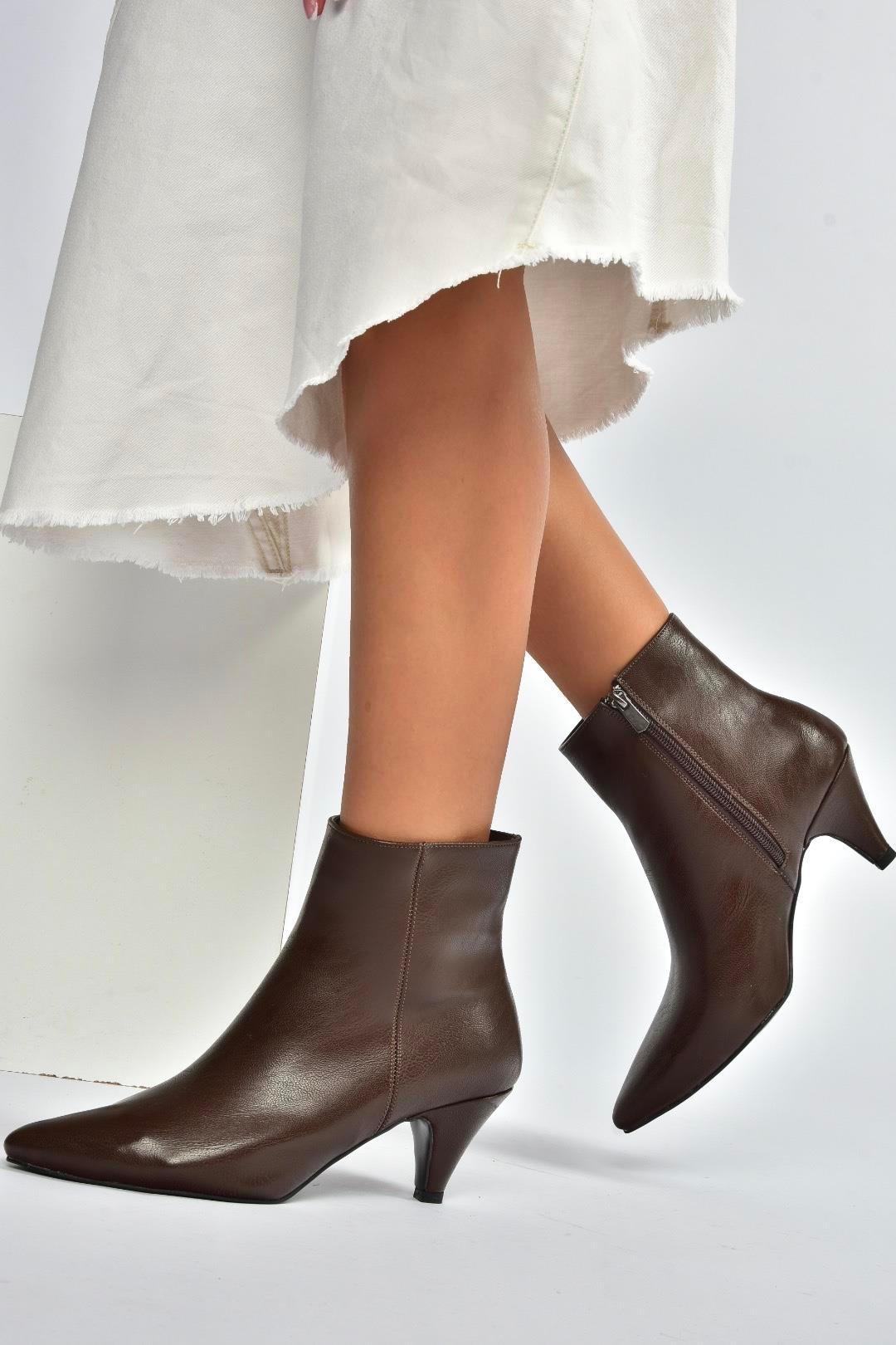 R404710009 Kahverengi Alçak Topuklu Kadın Bot