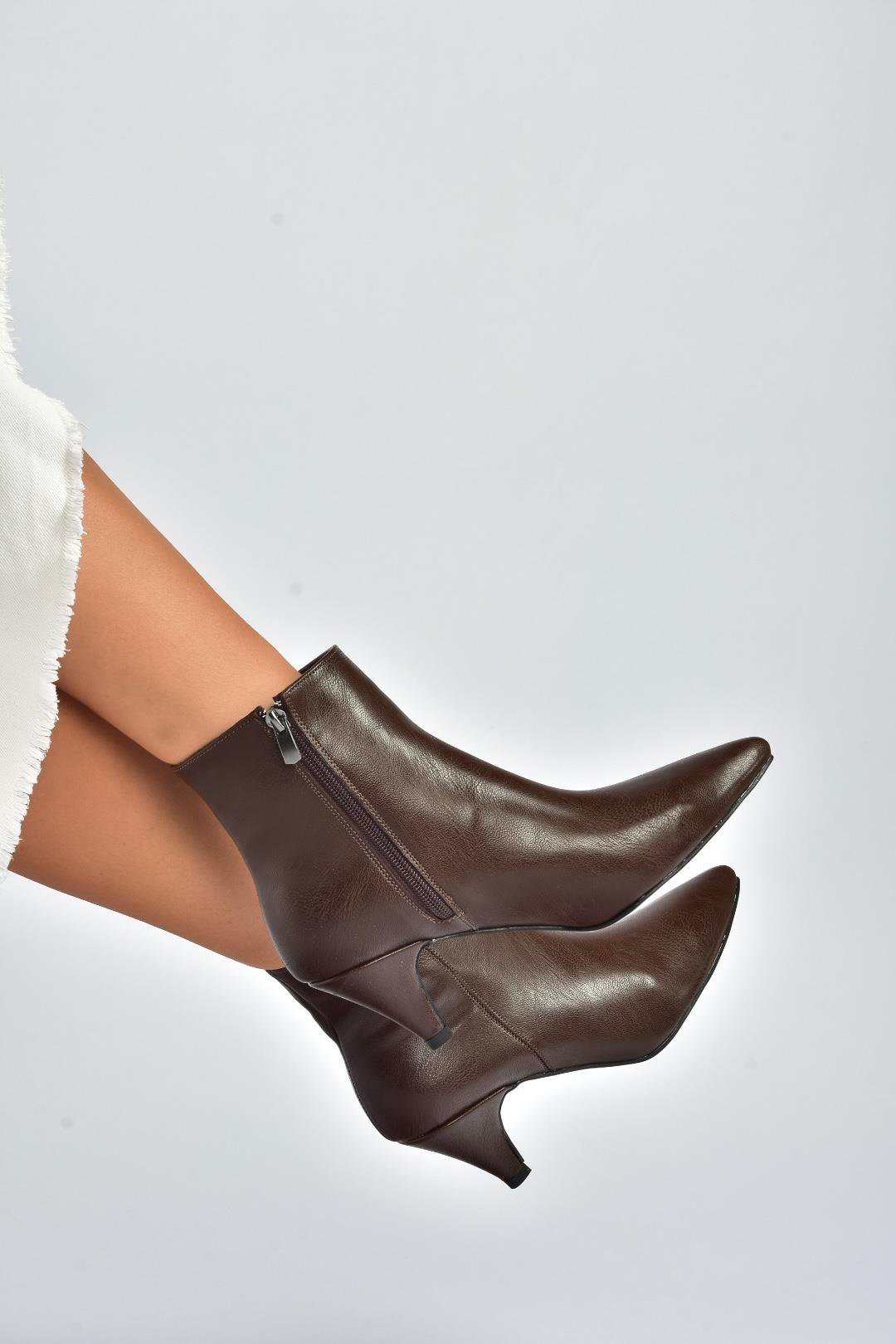 R404710009 Kahverengi Alçak Topuklu Kadın Bot