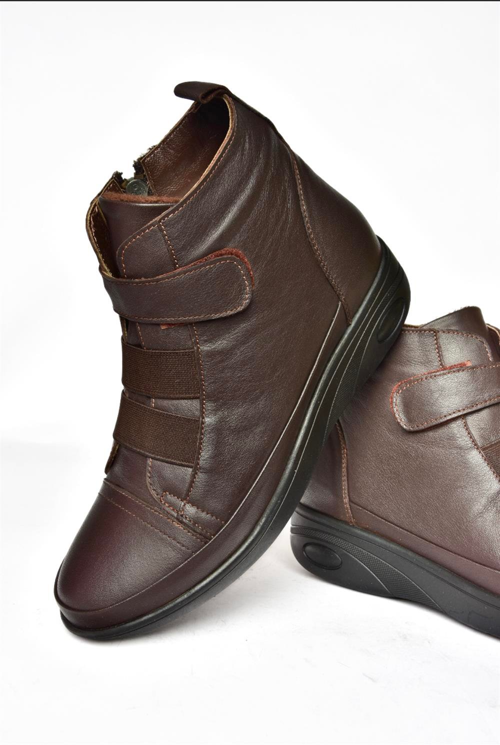 R555001103 Kahverengi Hakiki Deri Comfort Ortopedik Taban Kadın Bot