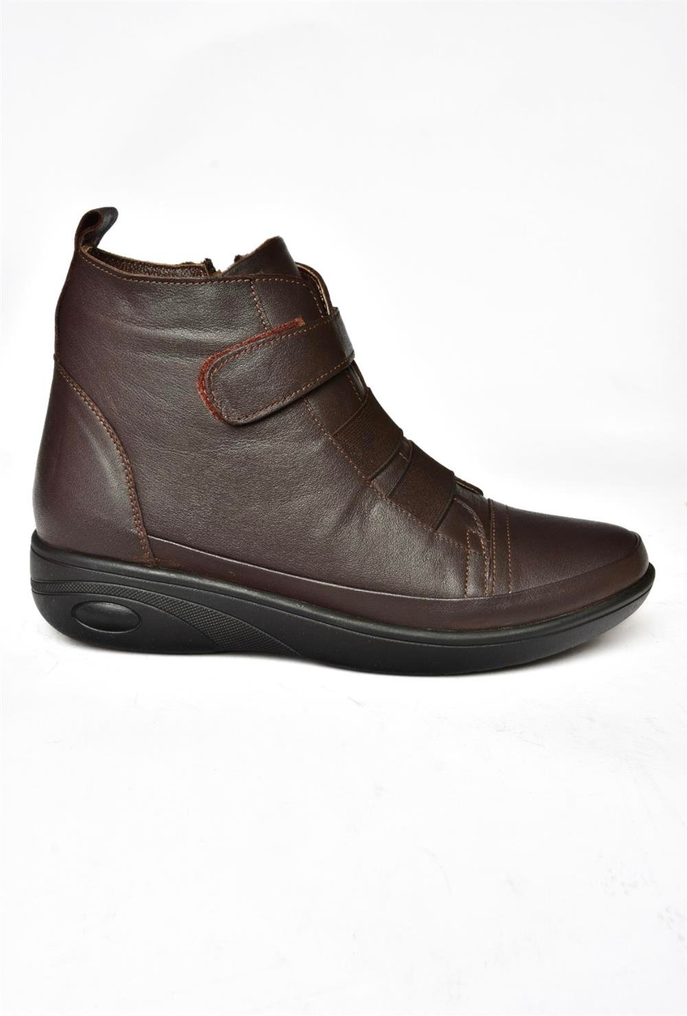 R555001103 Kahverengi Hakiki Deri Comfort Ortopedik Taban Kadın Bot