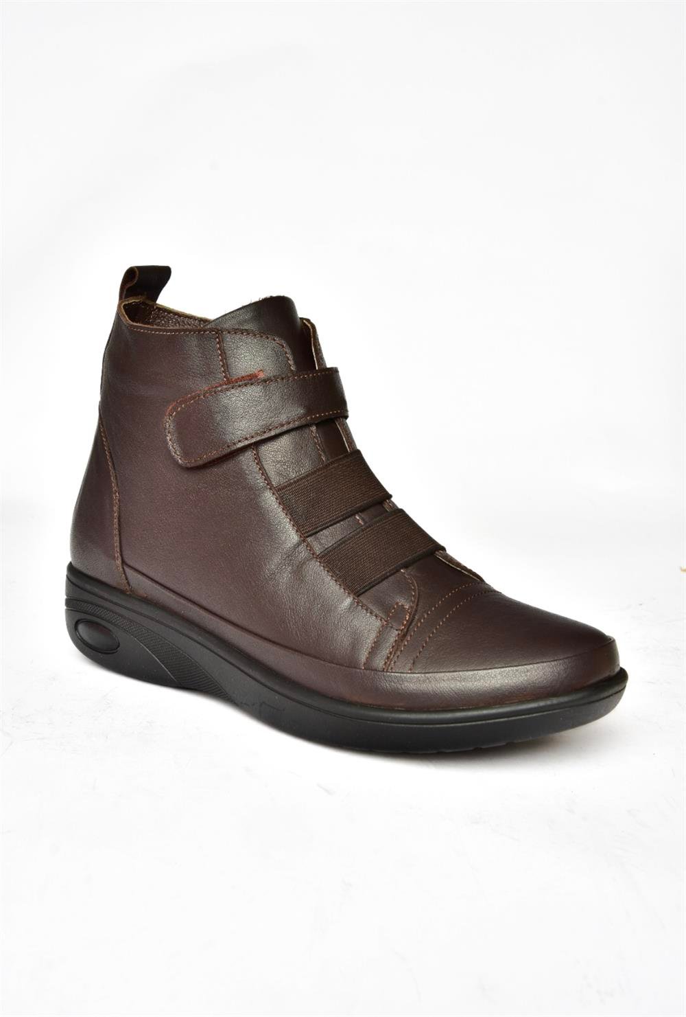 R555001103 Kahverengi Hakiki Deri Comfort Ortopedik Taban Kadın Bot