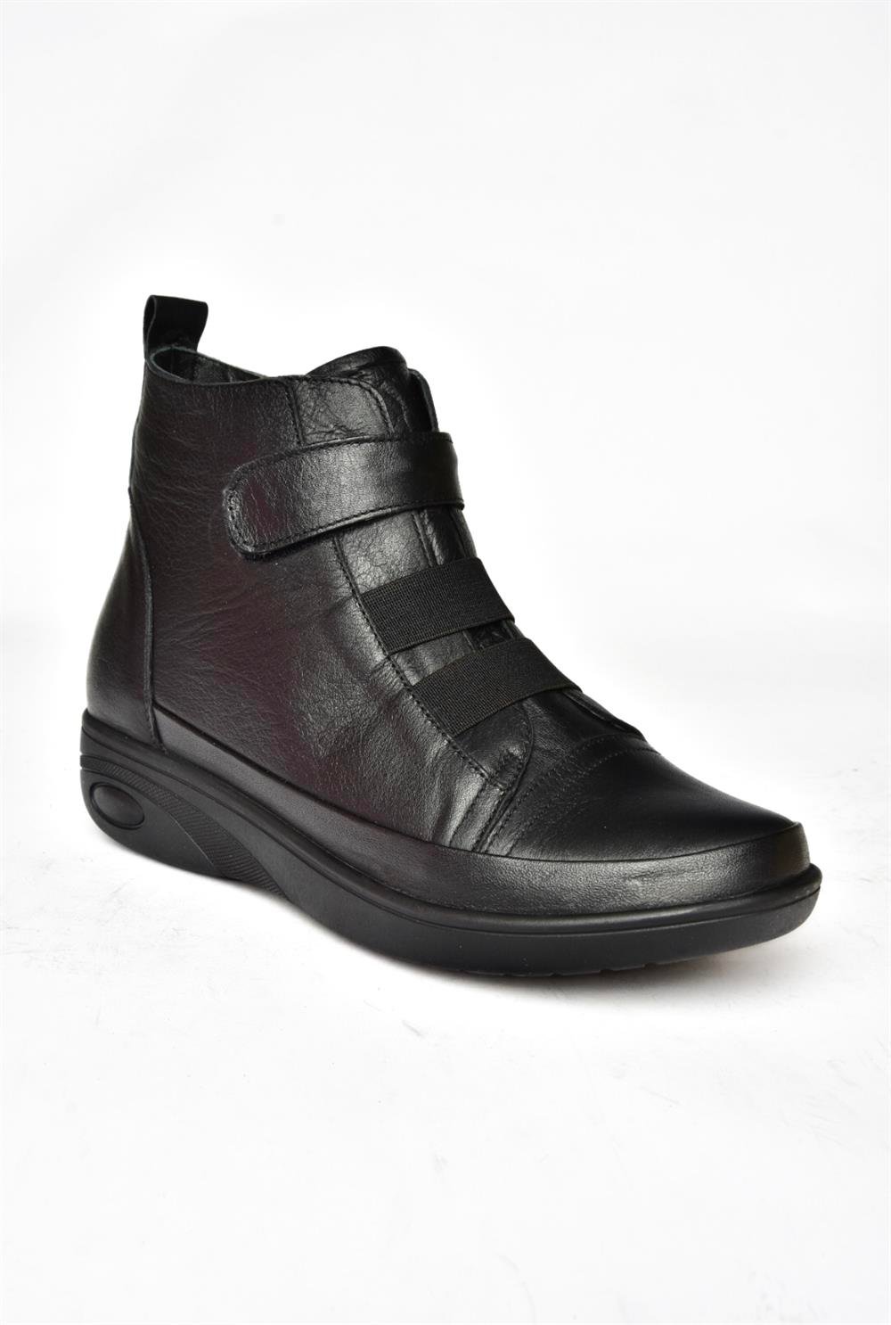 R555001103 Siyah Hakiki Deri Comfort Ortopedik Taban Kadın Bot