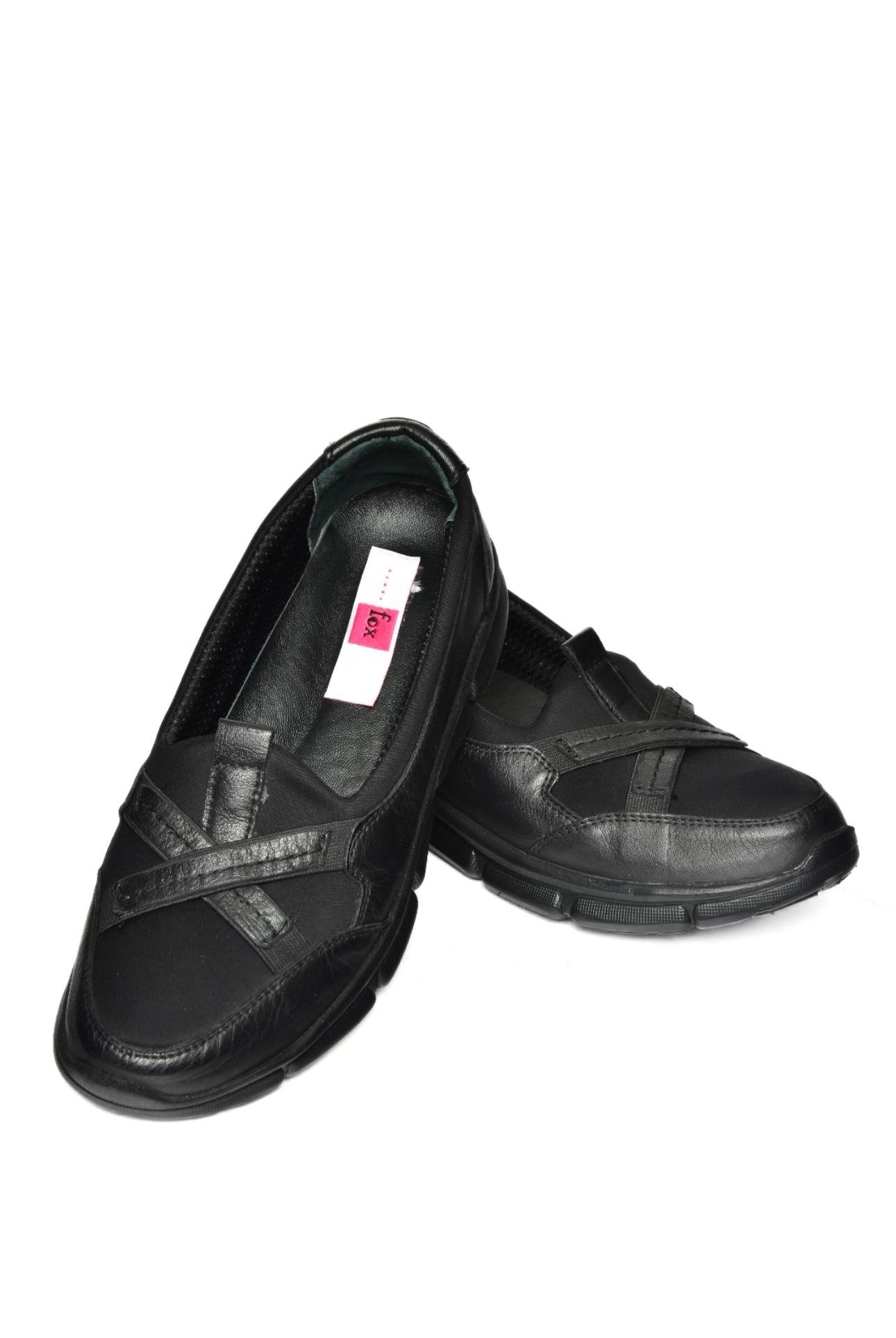 R555076003 Siyah Hakiki Deri Comfort Ortopedik Taban Kadın Ayakkabı