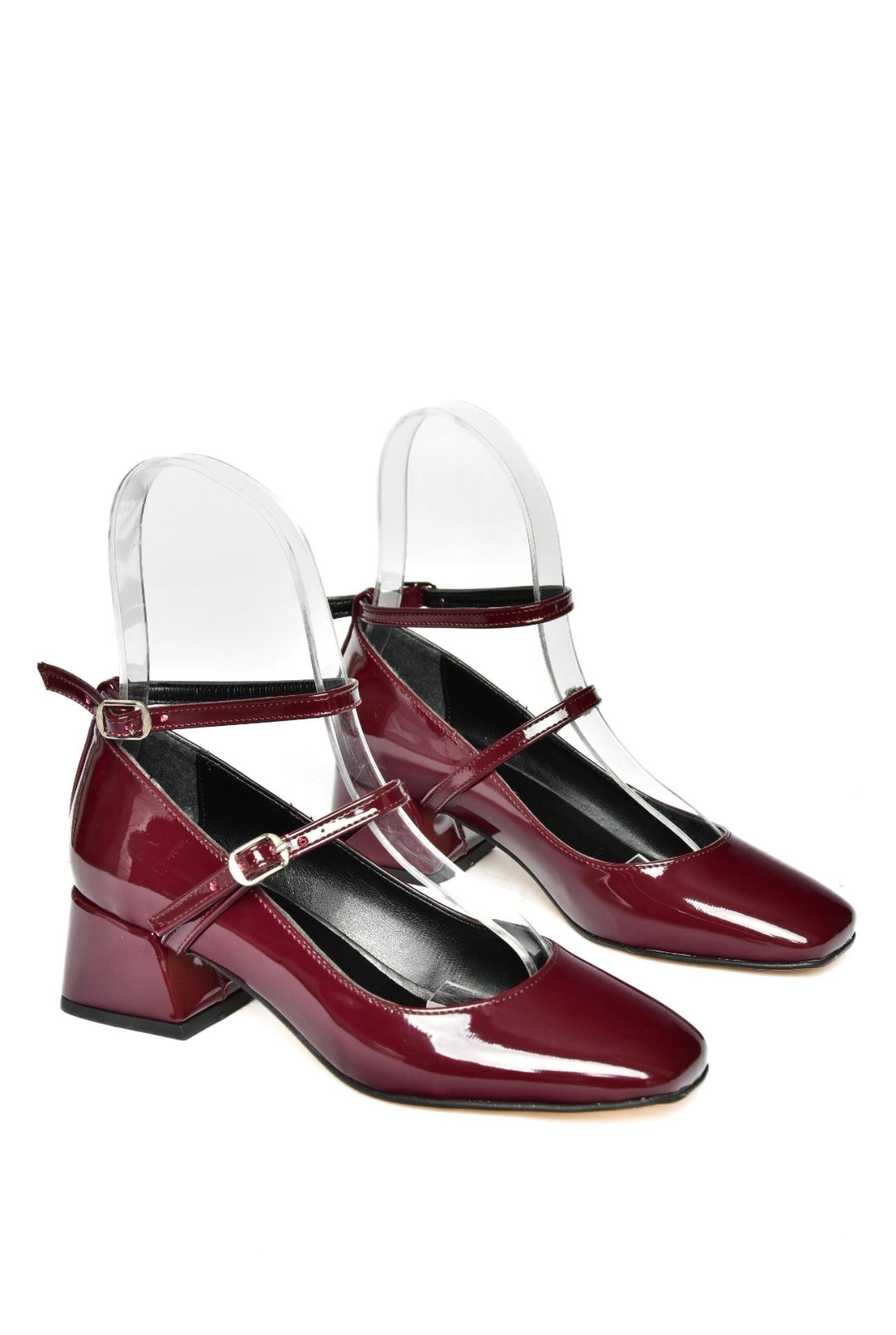 R654037208 Bordo Rugan Kalın Topuklu Kadın Ayakkabı
