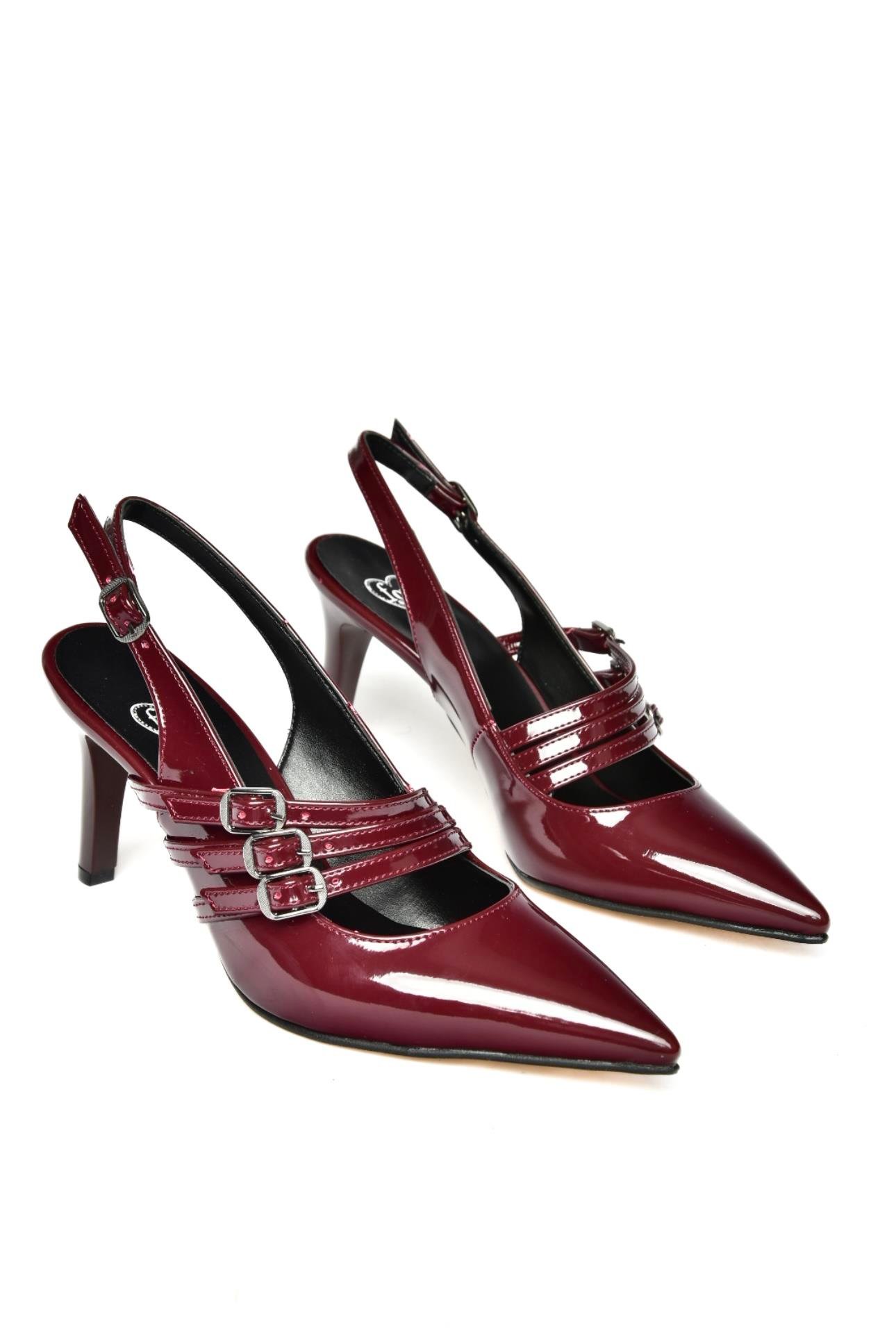 R654218308 Bordo Rugan İnce Topuklu Kadın Ayakkabı