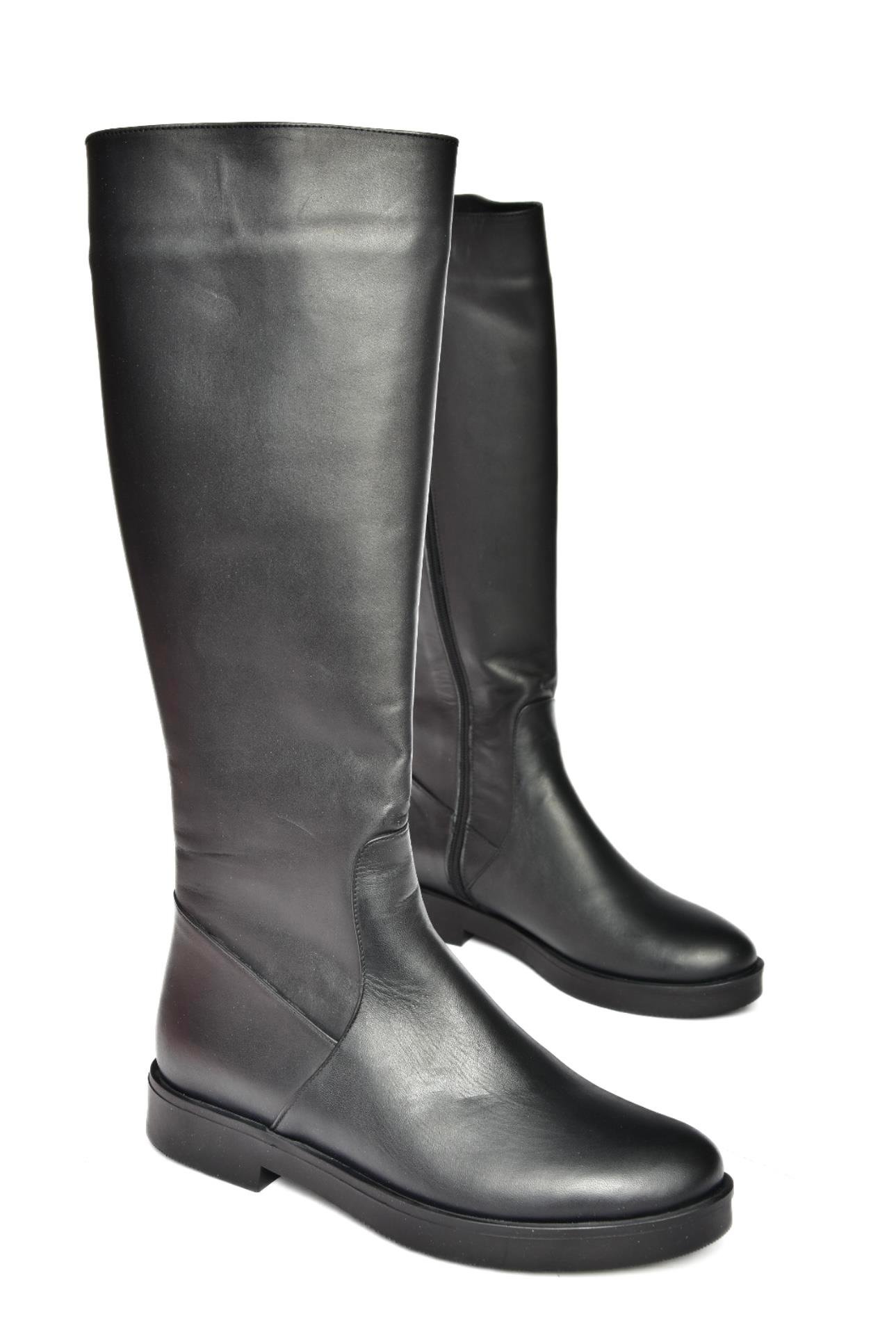 R667546003 Siyah Hakiki Deri Klasik Çizme