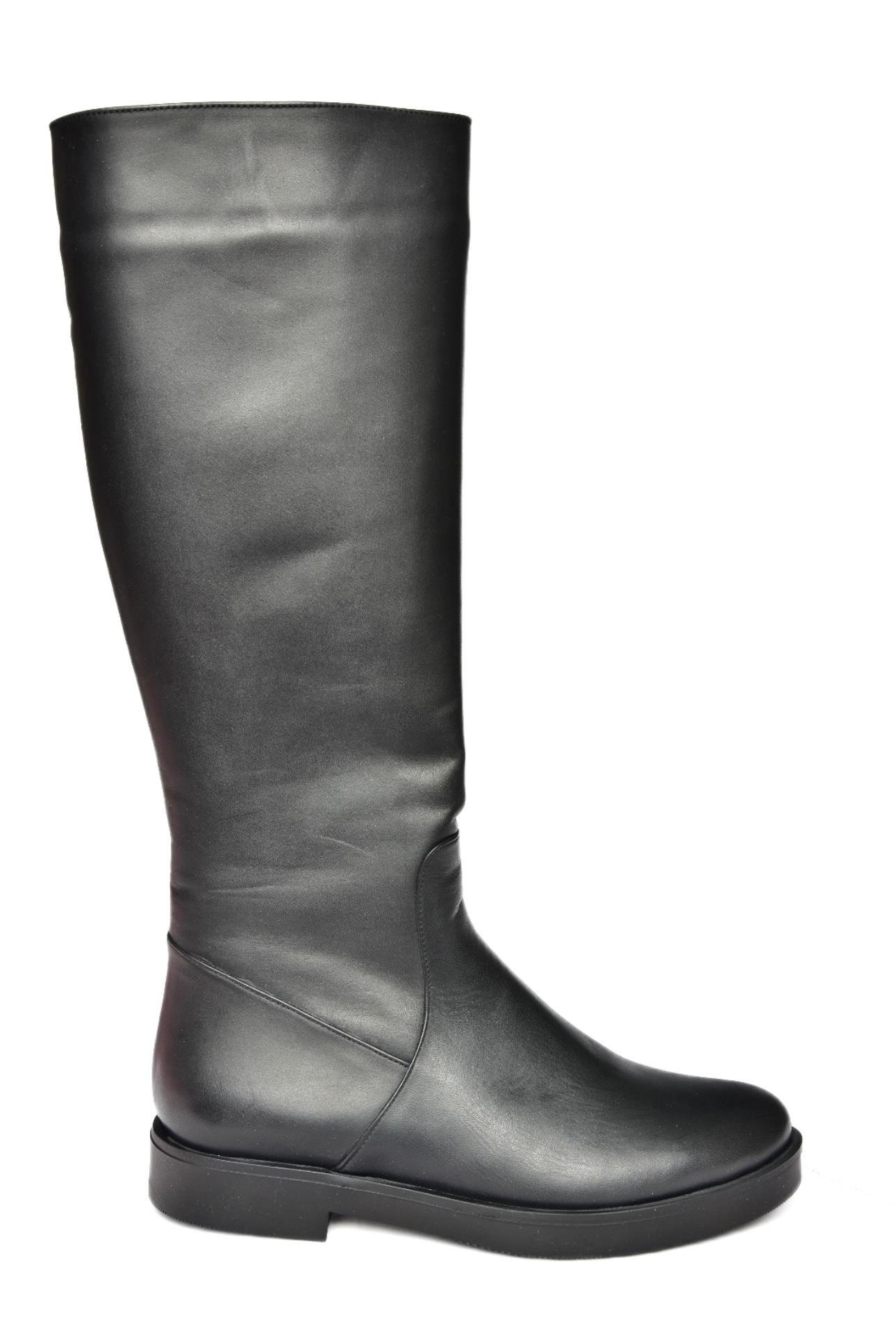 R667546003 Siyah Hakiki Deri Klasik Çizme
