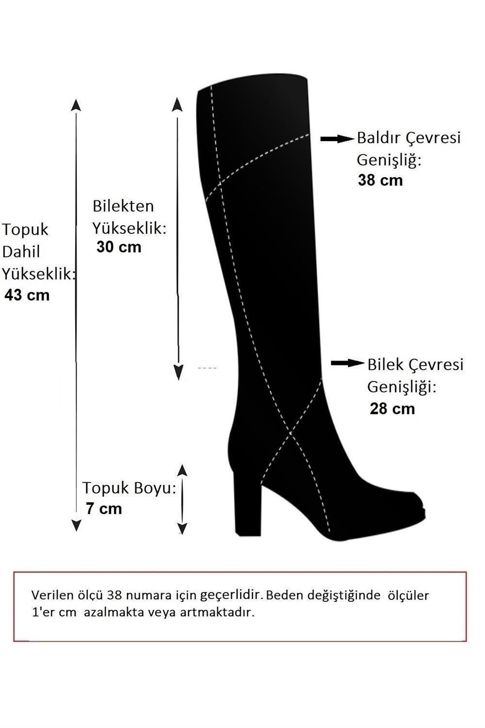 R674211309 Siyah Kalın Topuklu Kadın Çizme