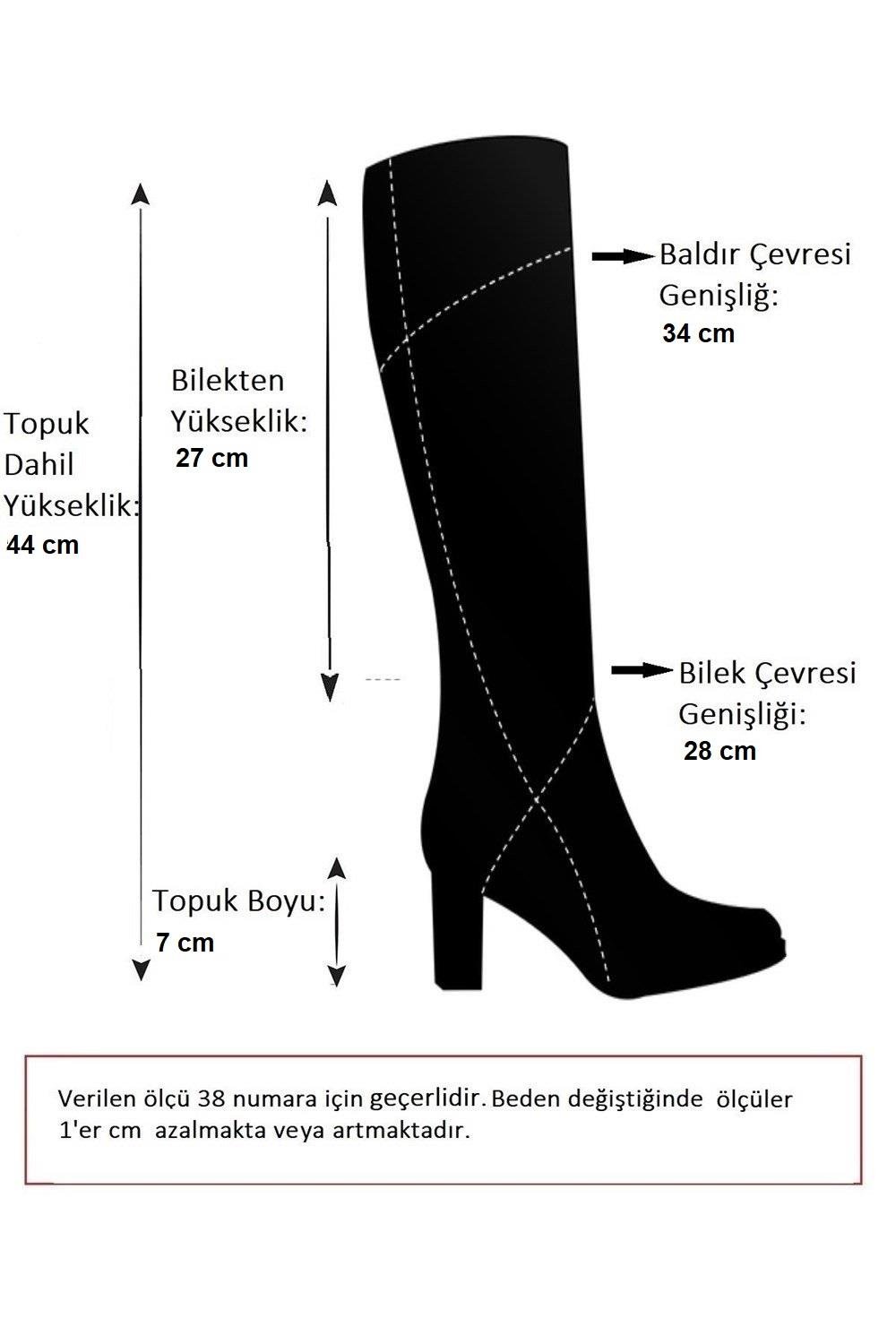 R704529009 Siyah Kalın Tabanlı Arkası Kumaş Kadın Çizme