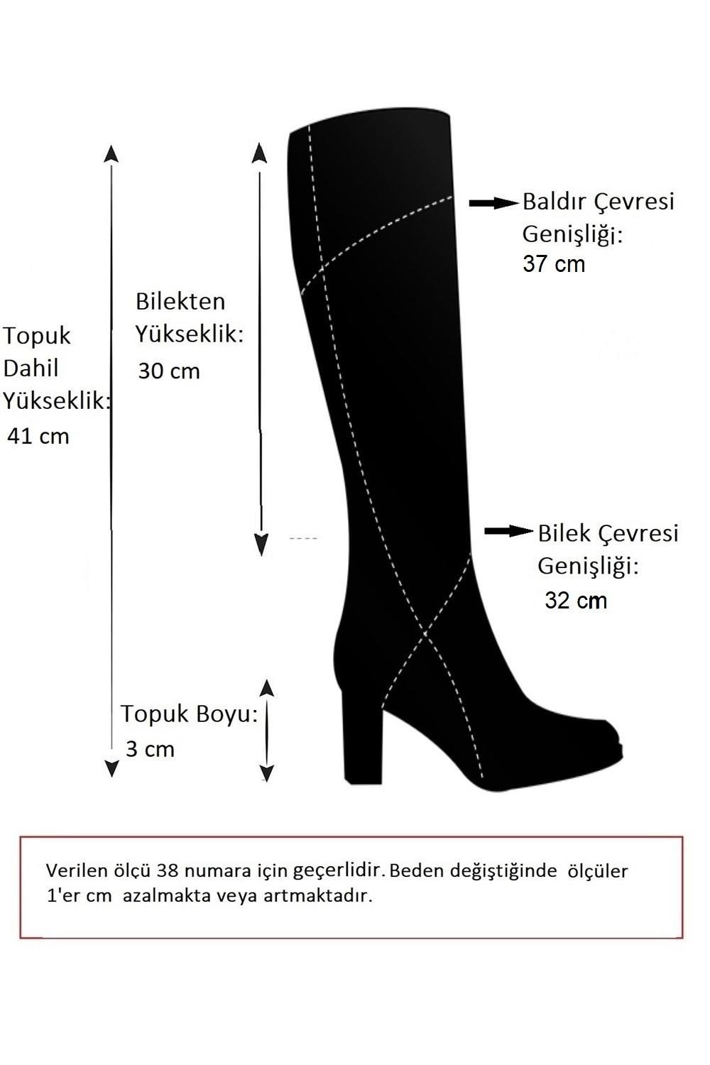 R726627502 Siyah Süet Taş Detaylı Kadın Çizme