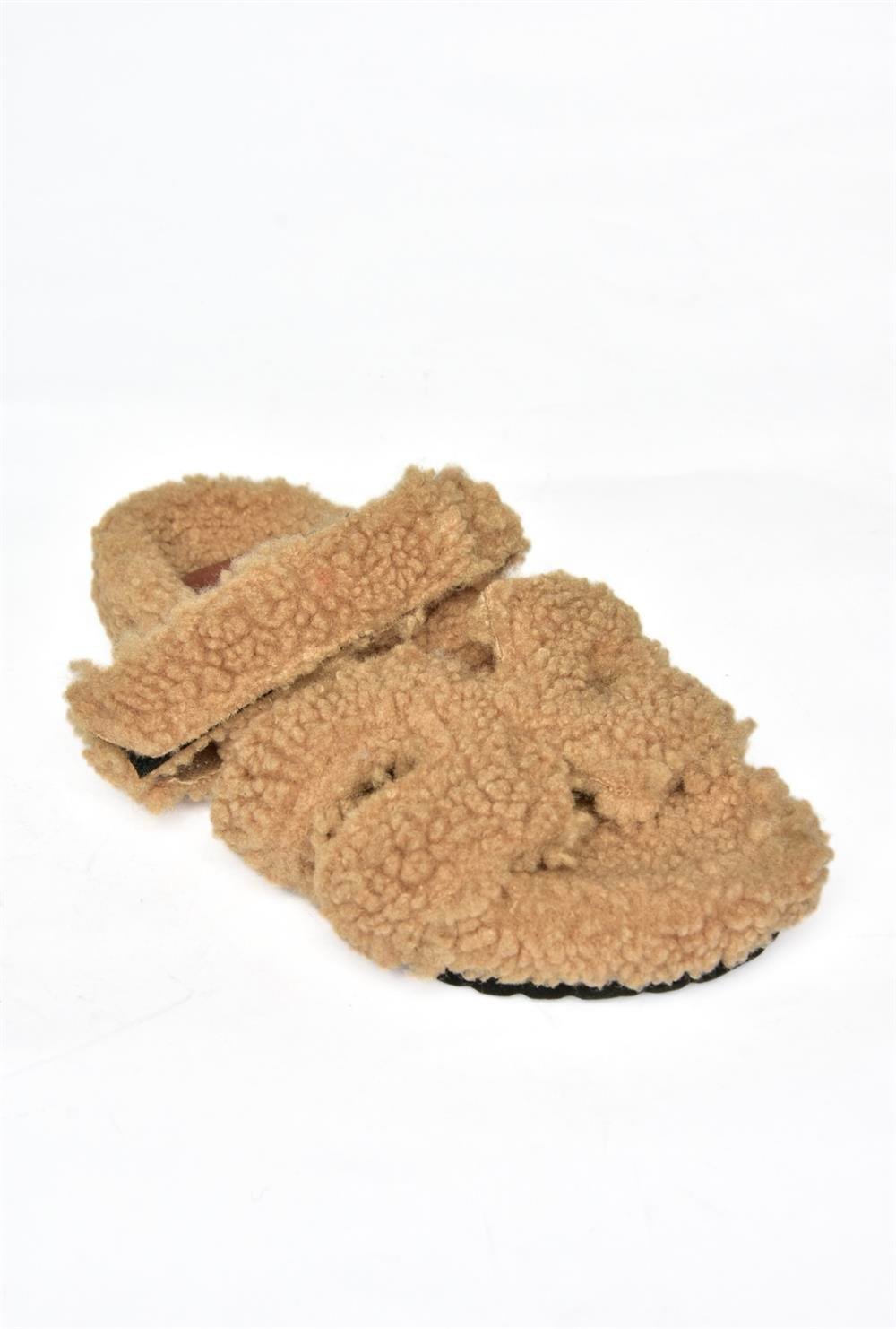 R824527104 Camel Kürklü Kadın Terlik