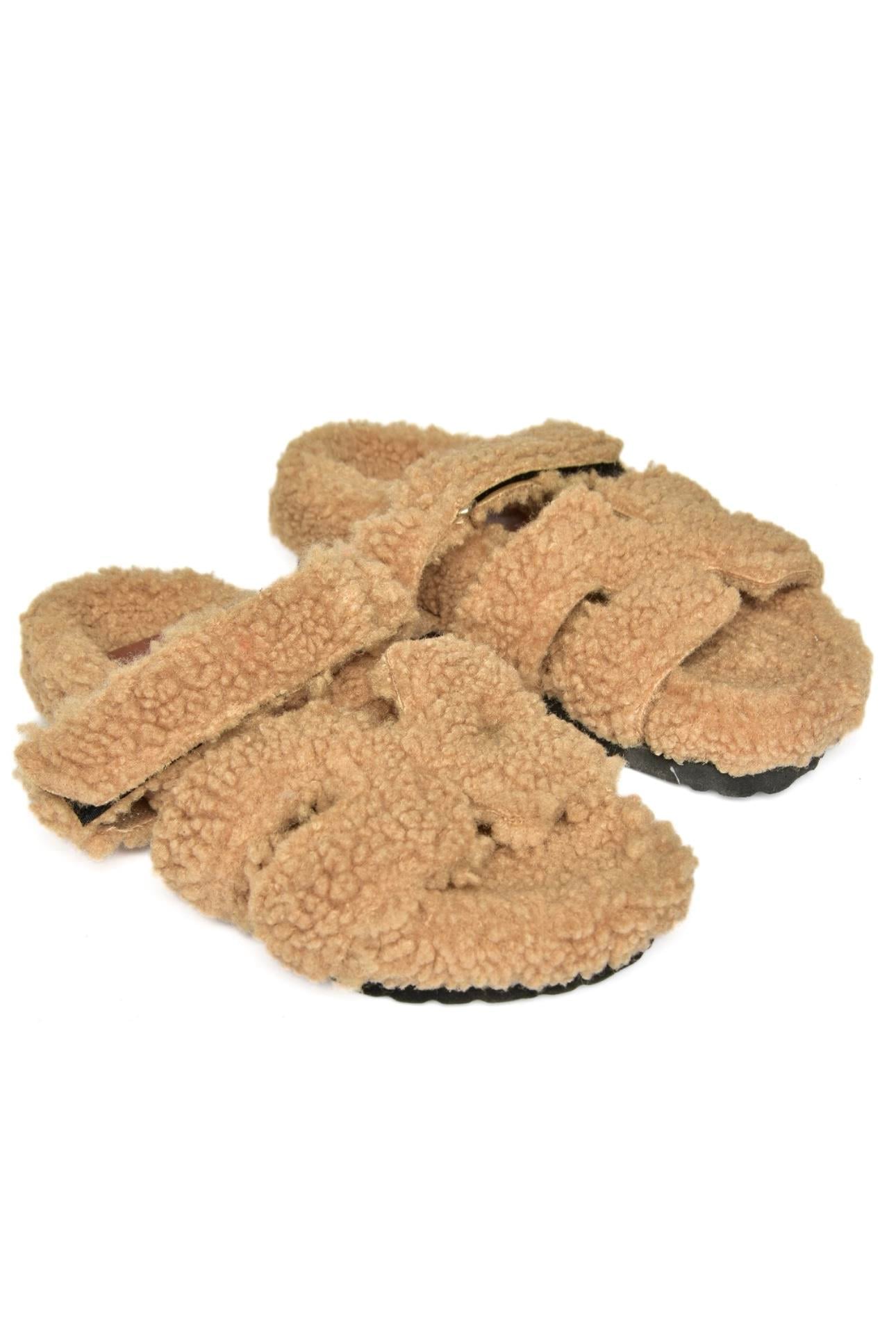 R824527204 Camel Kürklü Kadın Terlik