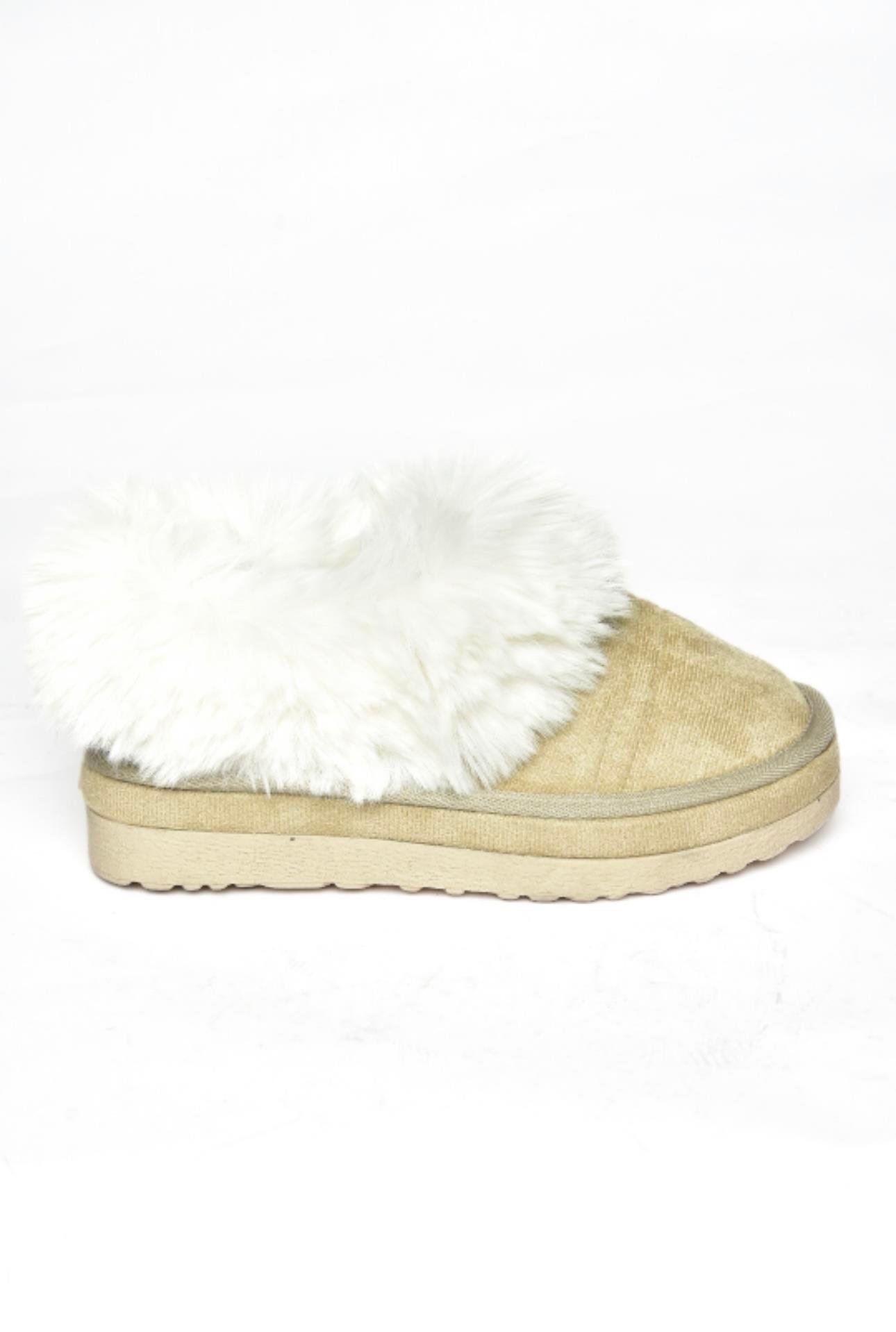 R824667202 Bej/Bej Süet Peluş Kadın Ayakkabı 