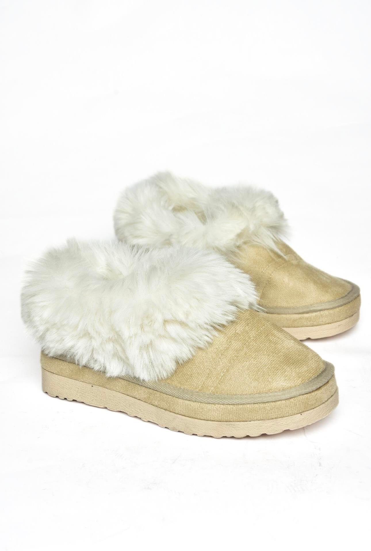 R824667202 Bej/Bej Süet Peluş Kadın Ayakkabı 