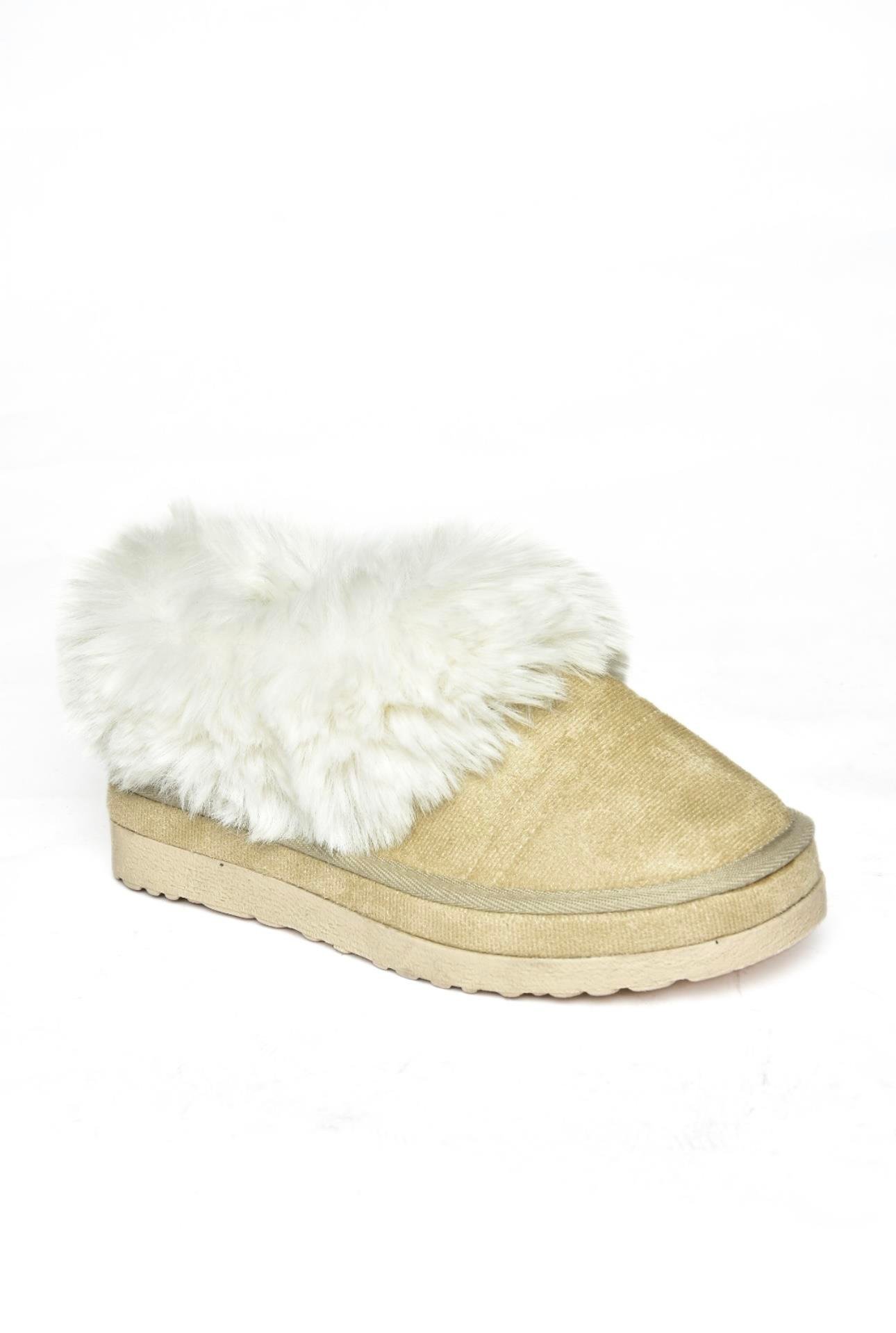 R824667202 Bej/Bej Süet Peluş Kadın Ayakkabı 