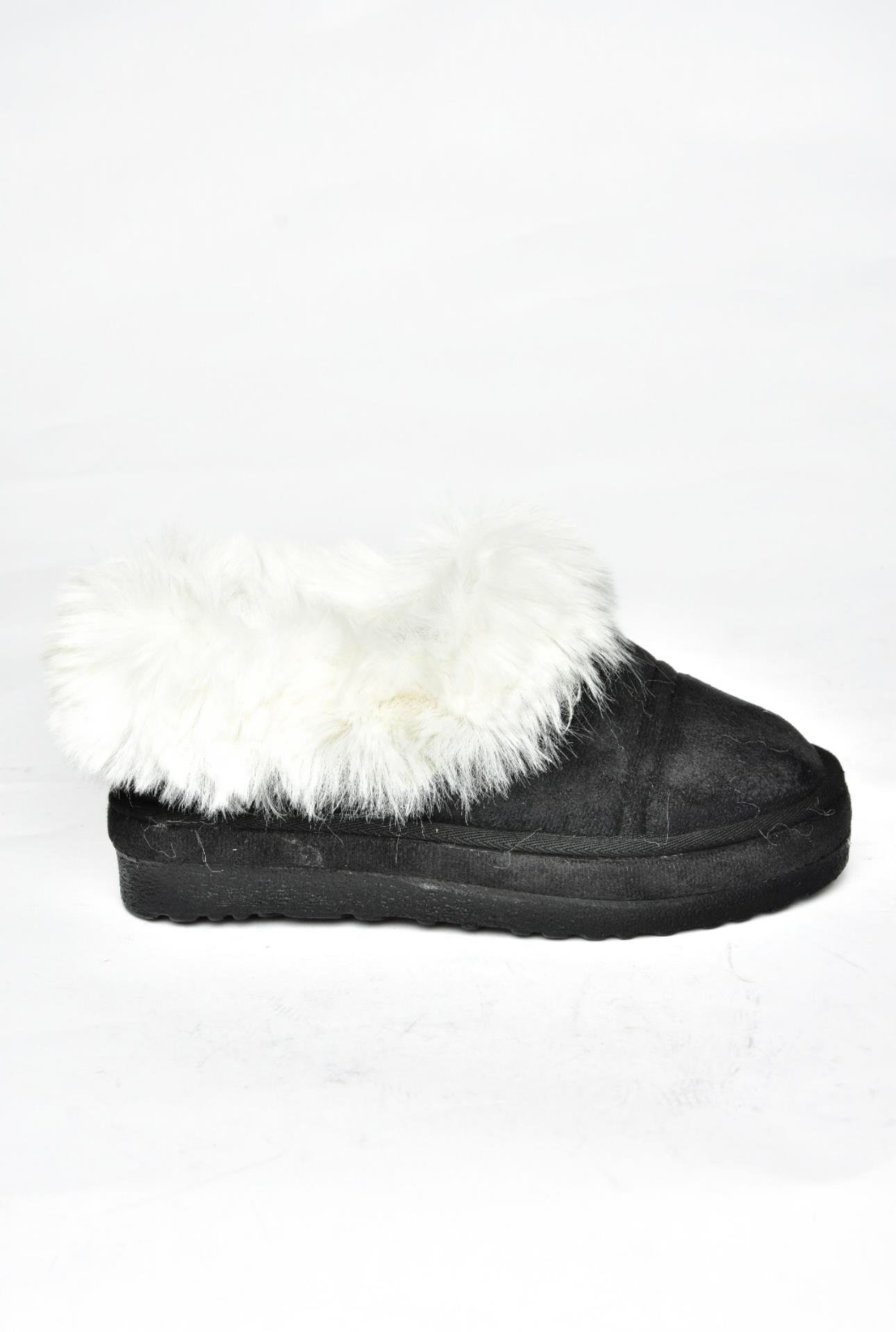 R824667202 Siyah/Siyah Süet Peluş Kadın Ayakkabı 