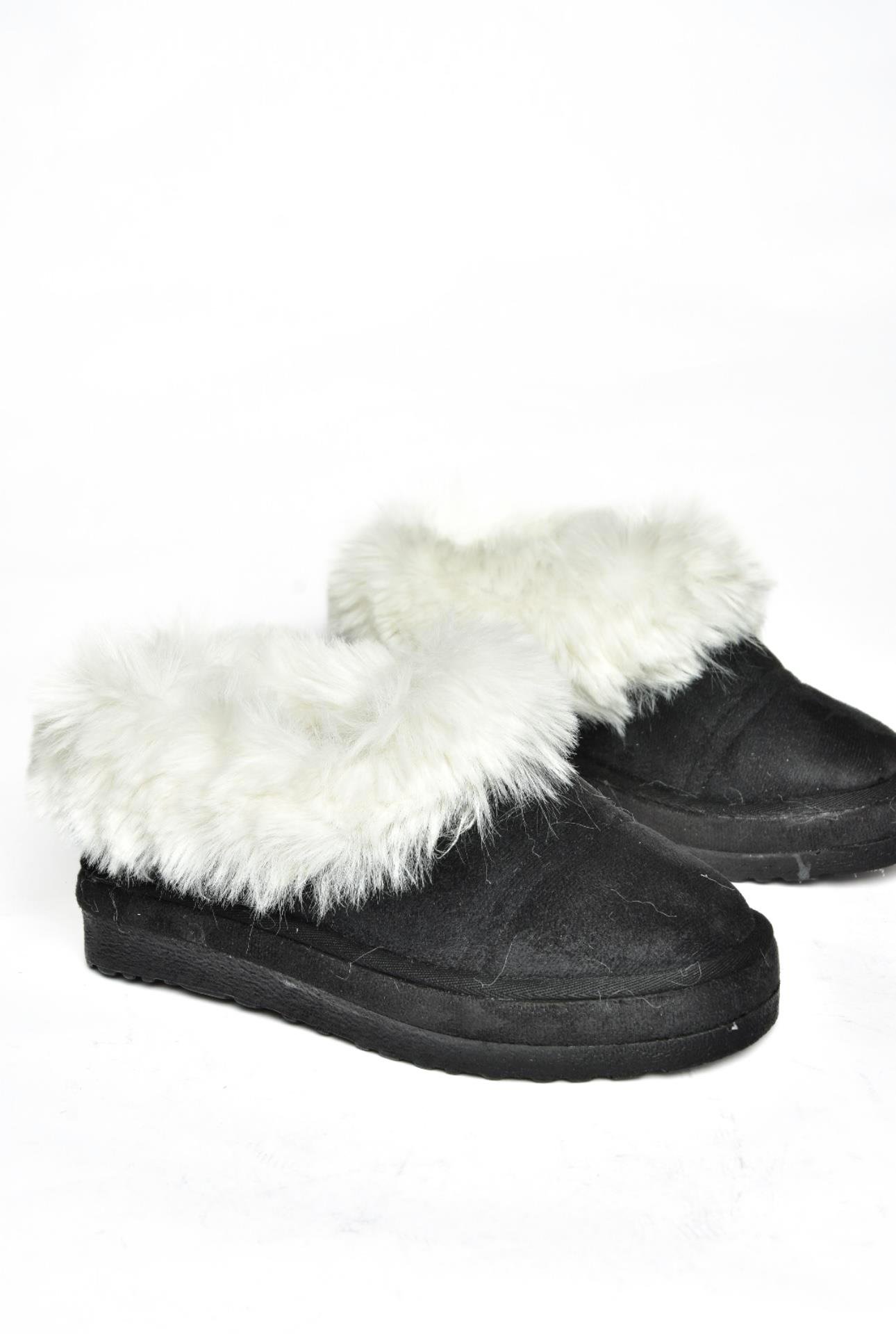 R824667202 Siyah/Siyah Süet Peluş Kadın Ayakkabı 