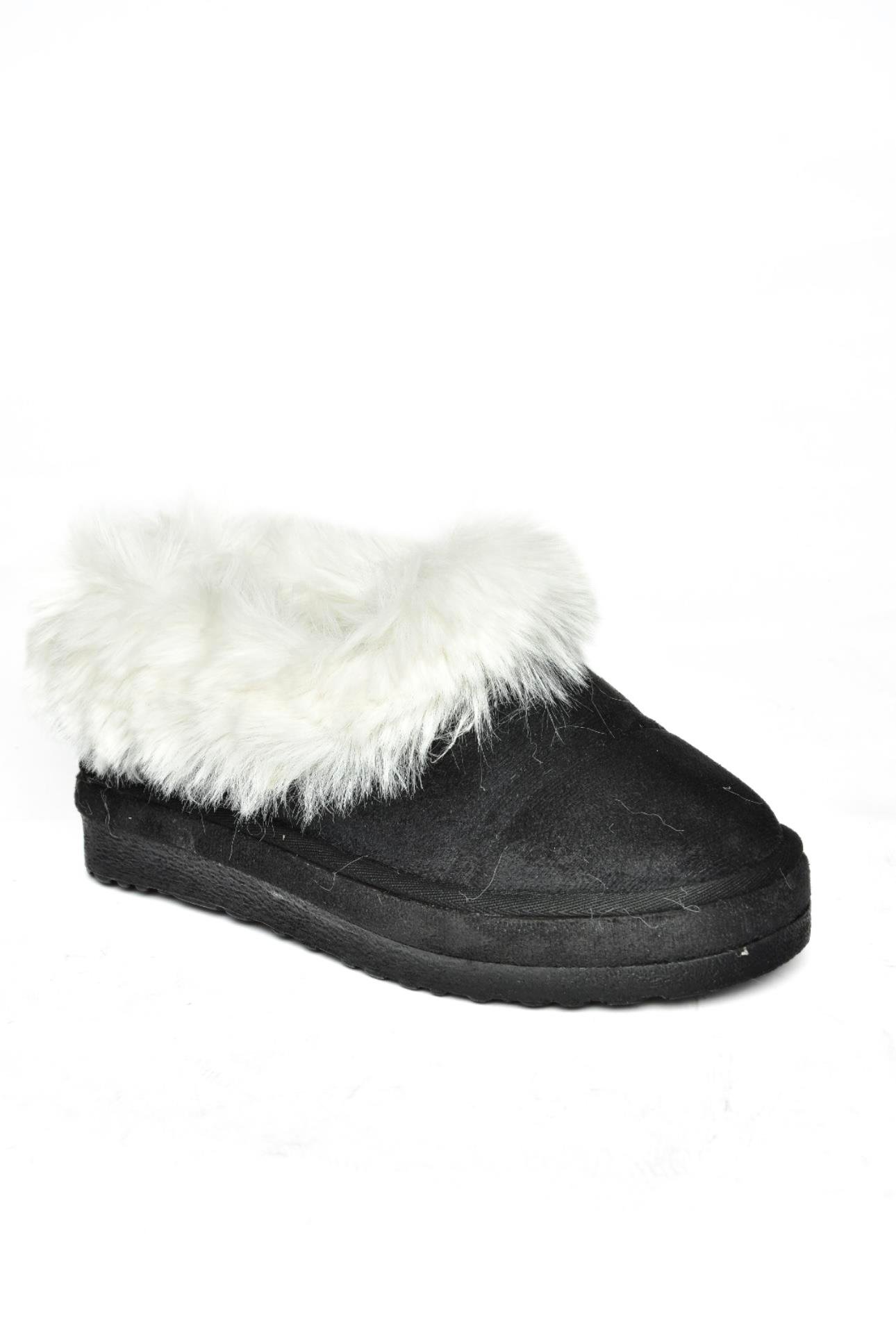 R824667202 Siyah/Siyah Süet Peluş Kadın Ayakkabı 