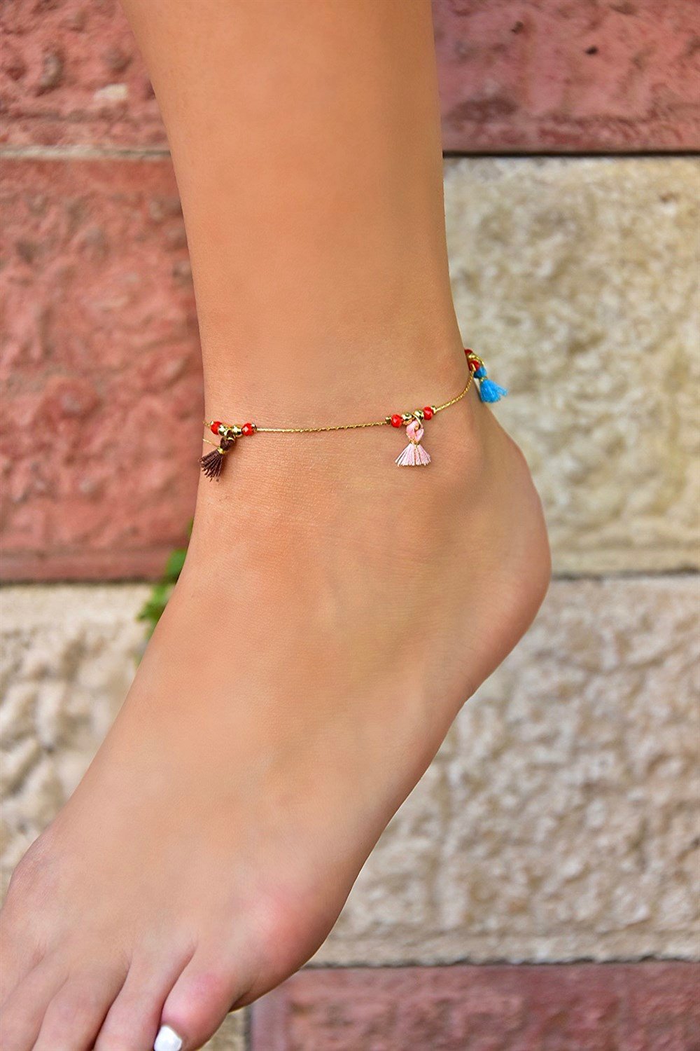 Renkli Püskül Detaylı Gold Halhal KA011205