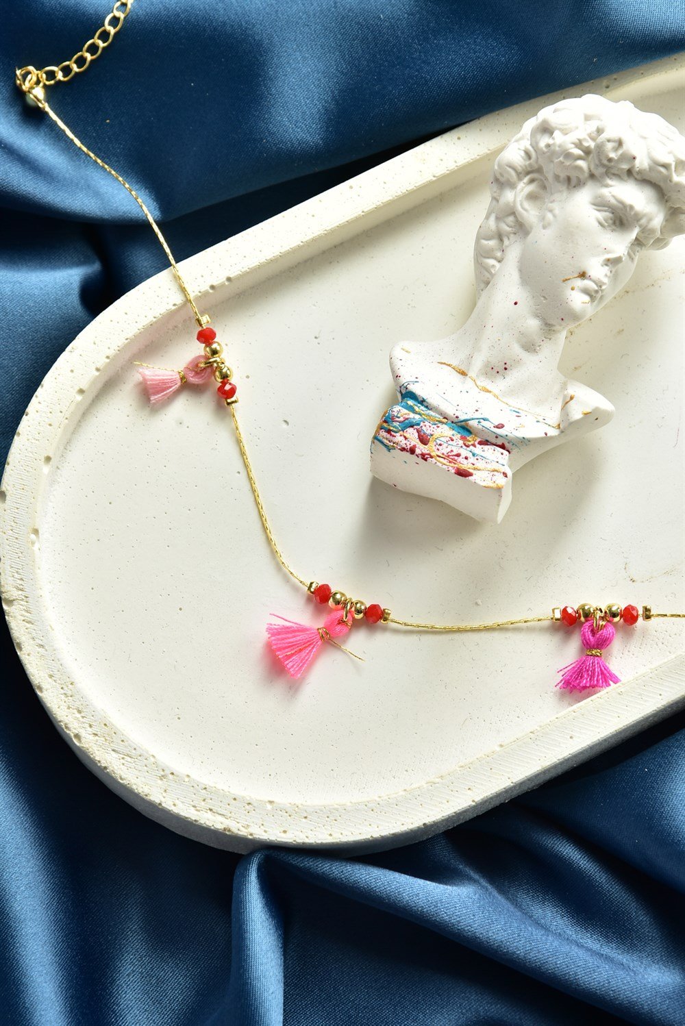 Renkli Püskül Detaylı Gold Halhal KA011205