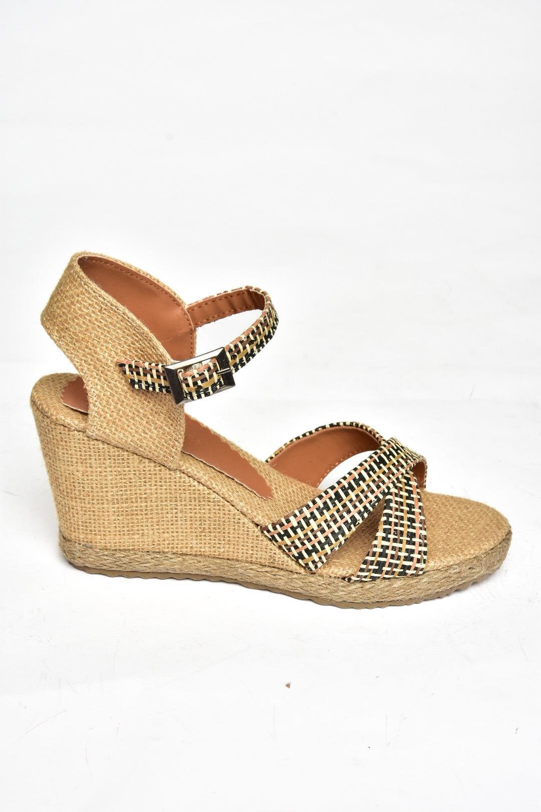 S241414004 Siyah Kumaş Simli Dolgu Topuklu Kadın Ayakkabı