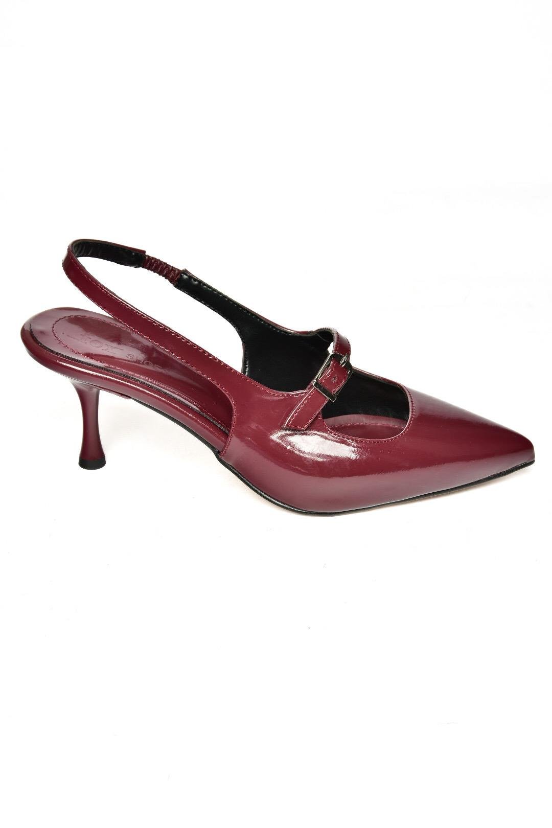 S404200608 Bordo Rugan İnce Topuklu Kadın Ayakkabı
