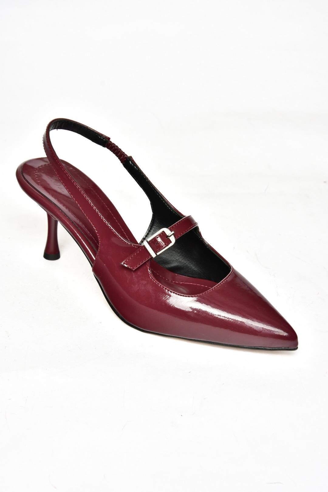 S404200608 Bordo Rugan İnce Topuklu Kadın Ayakkabı