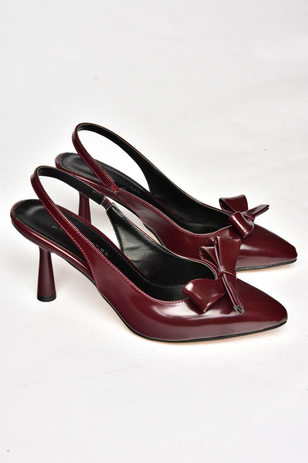 S518081909 Bordo İnce Topuklu Kadın Ayakkabı