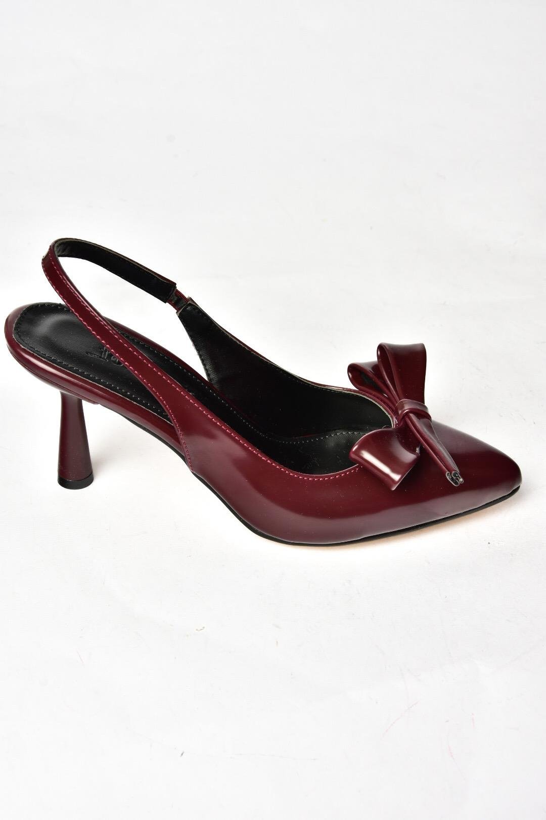S518081909 Bordo İnce Topuklu Kadın Ayakkabı
