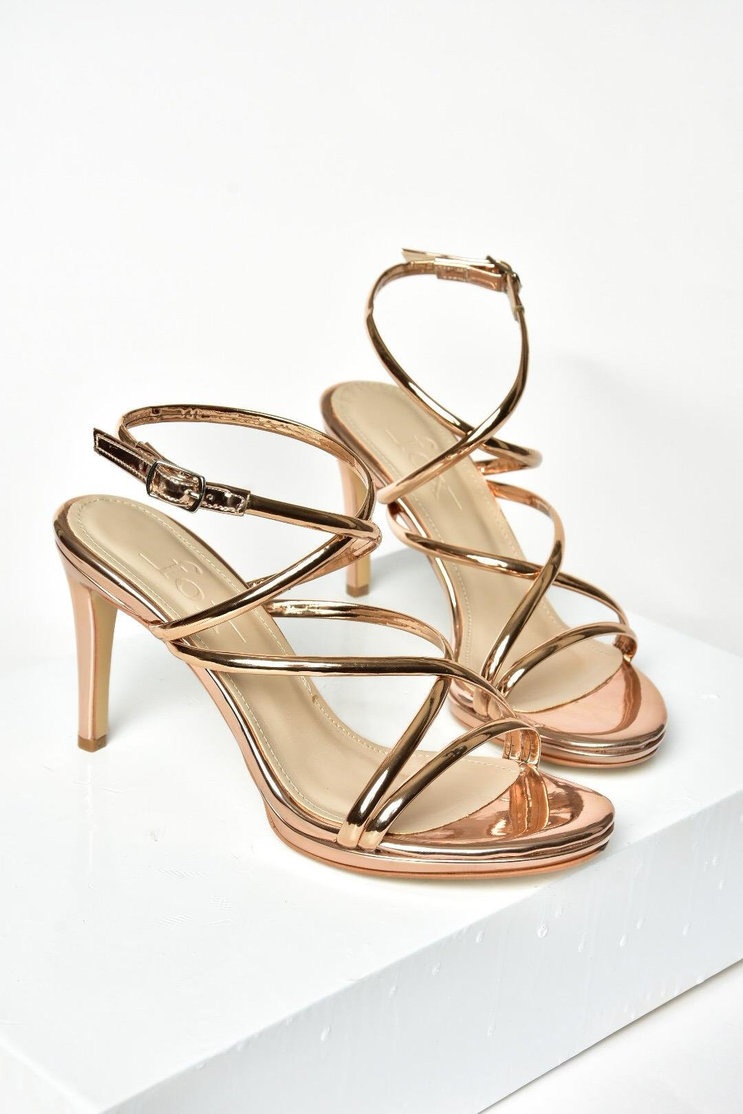 S569716534 Bronz Ayna İnce Topuklu Kadın Abiye Ayakkabı
