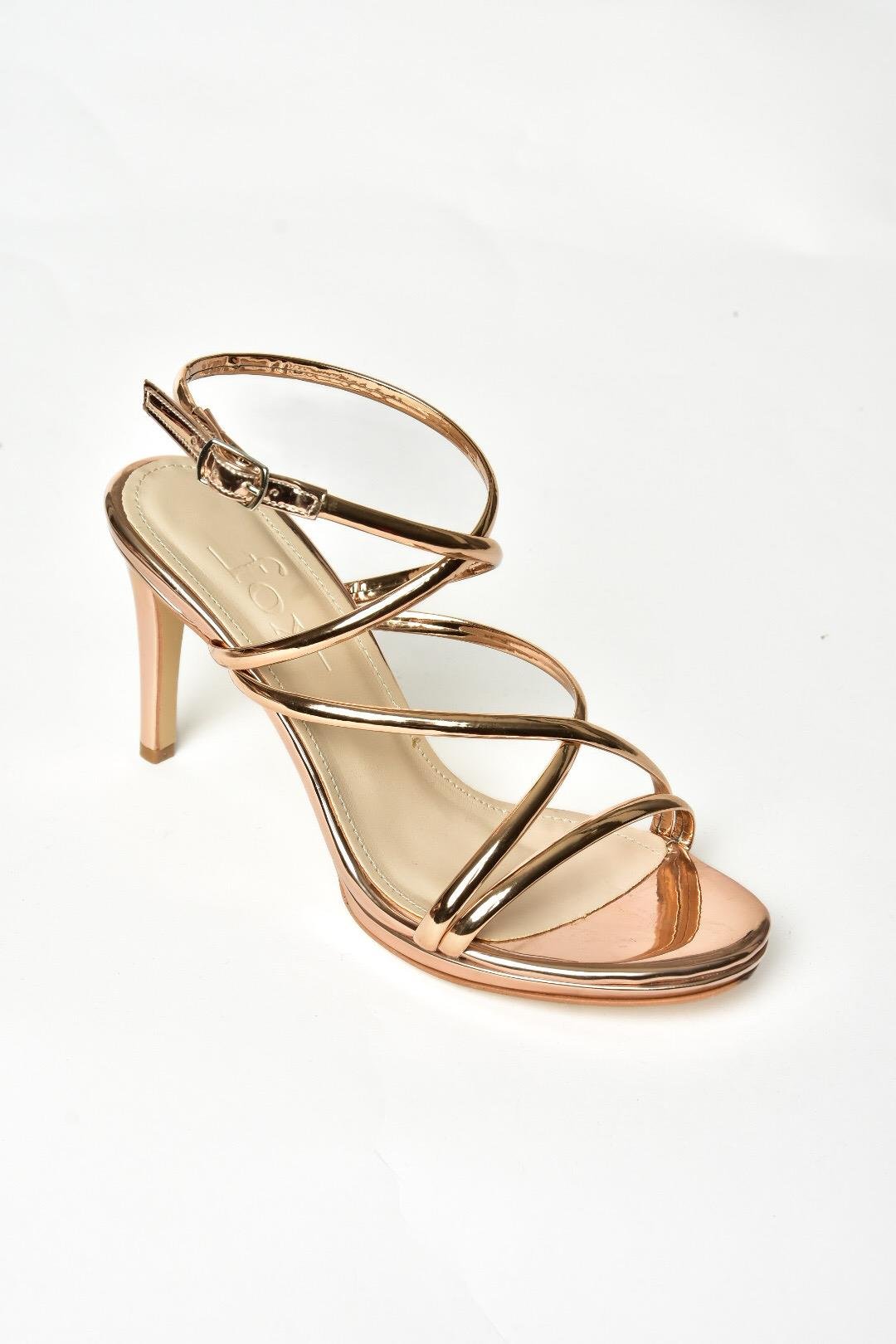 S569716534 Bronz Ayna İnce Topuklu Kadın Abiye Ayakkabı