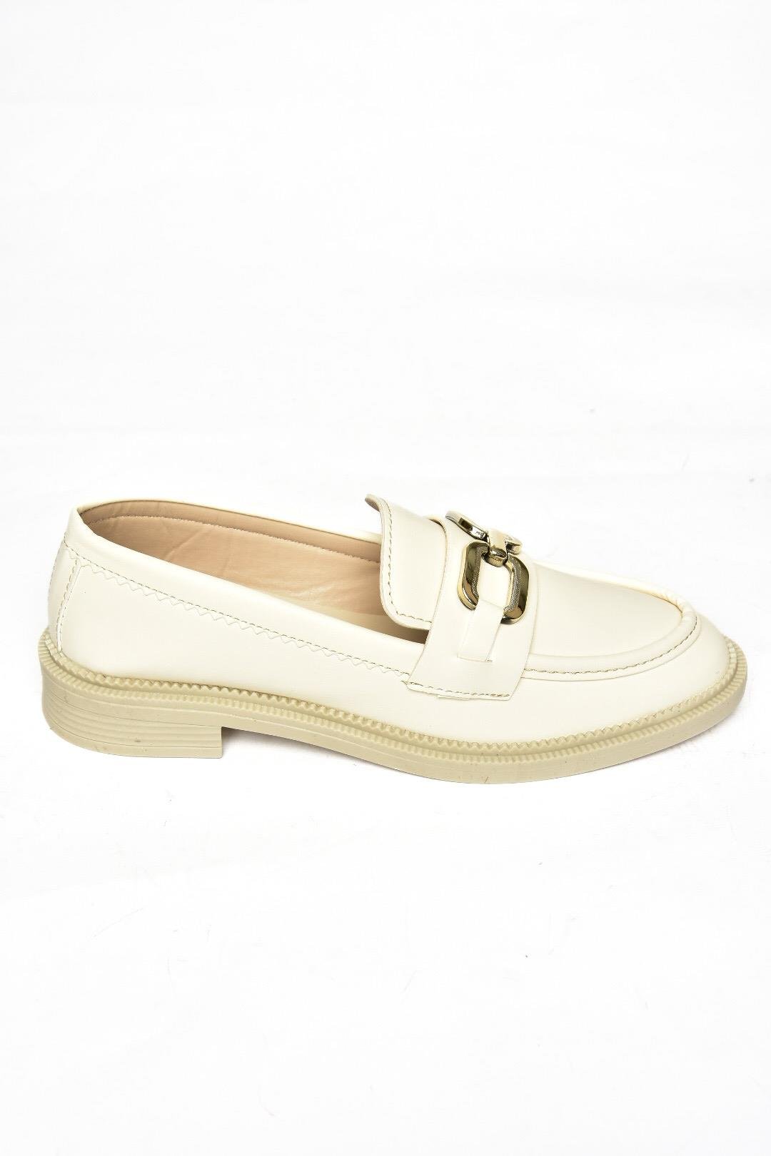 S652910009 Bej Loafer Makosen Kadın Ayakkabı