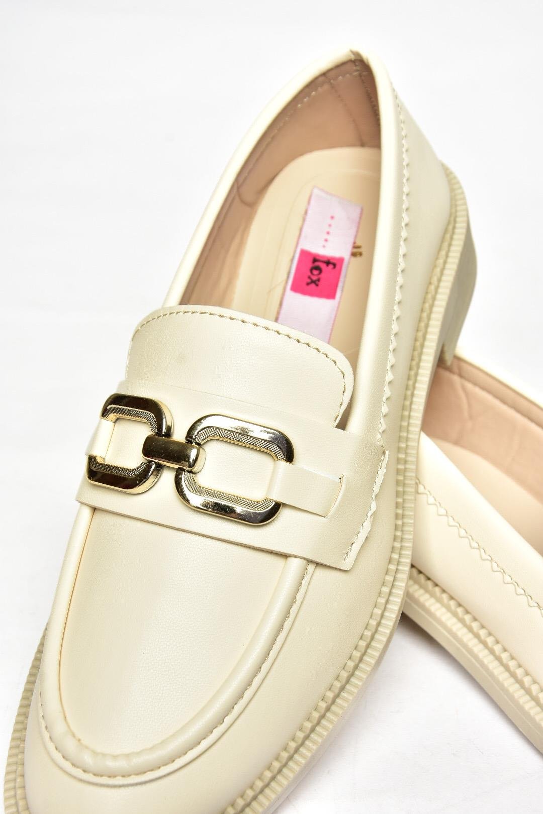 S652910009 Bej Loafer Makosen Kadın Ayakkabı