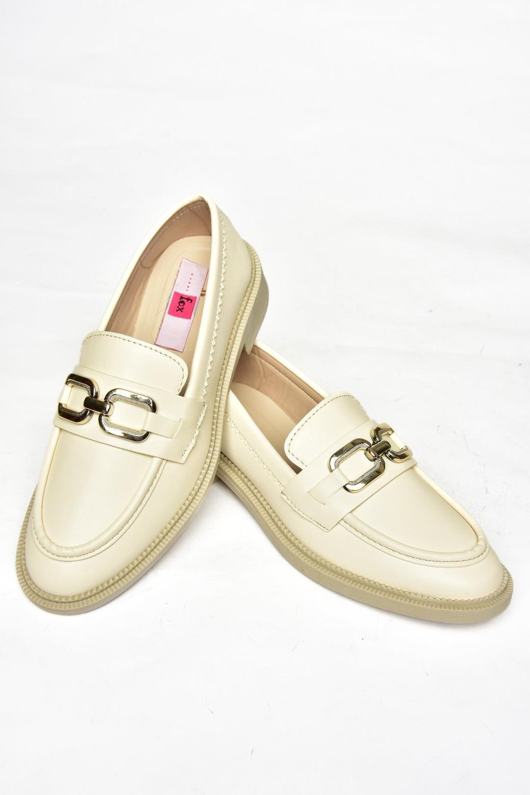 S652910009 Bej Loafer Makosen Kadın Ayakkabı