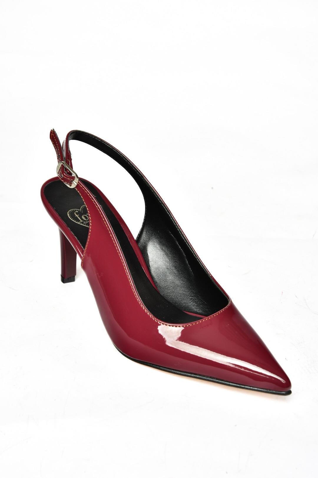S654071708 Bordo Rugan İnce Topuklu Kadın Ayakkabı