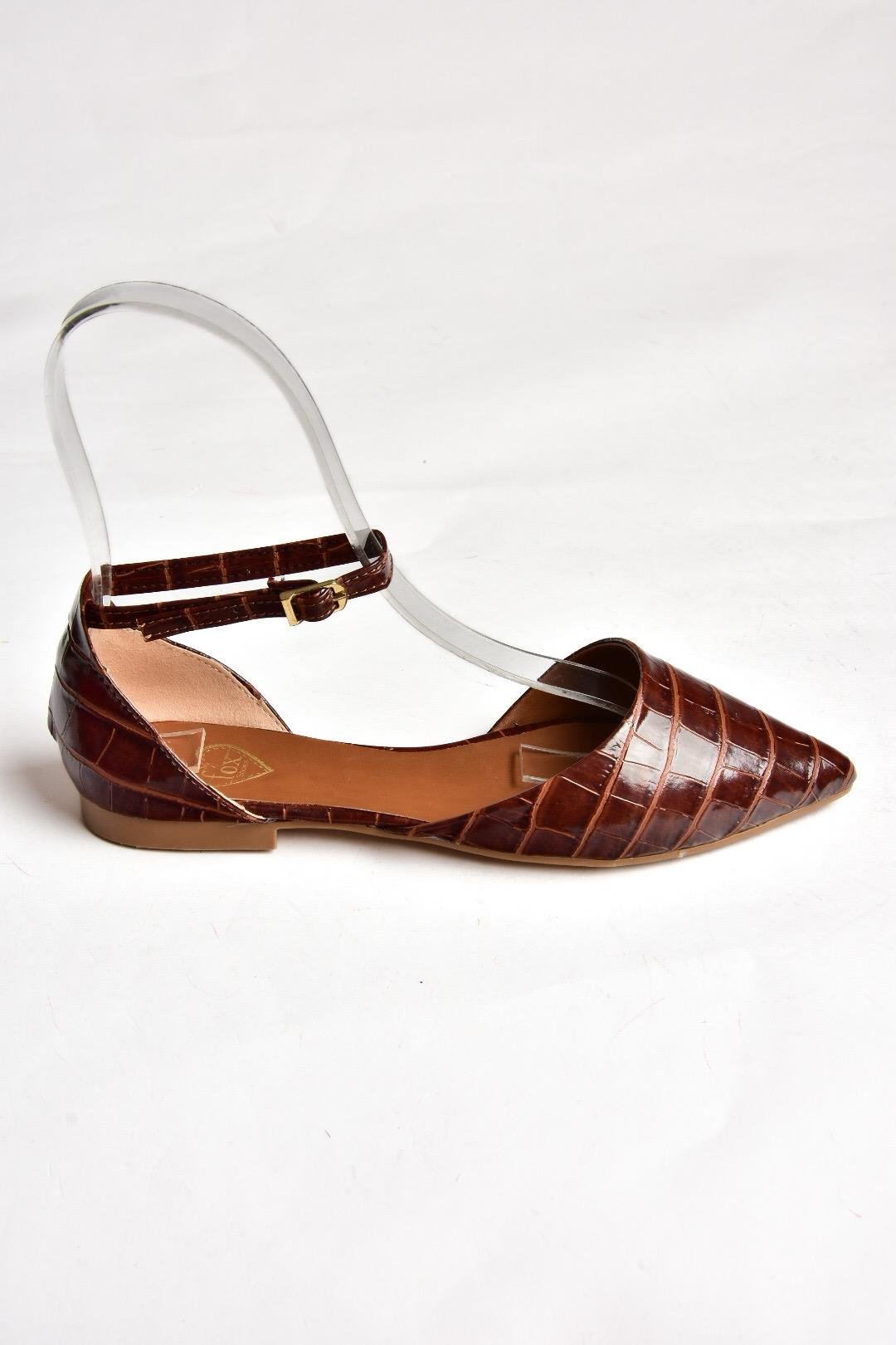 S726299611 Taba Kroko Baskı Kadın Babet