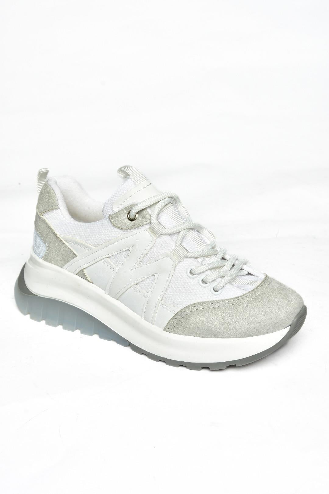 S973113002 Beyaz Süet Kadın Spor Ayakkabı Sneakers