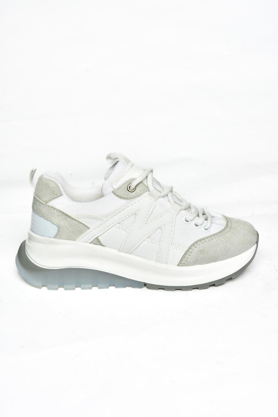 S973113002 Beyaz Süet Kadın Spor Ayakkabı Sneakers