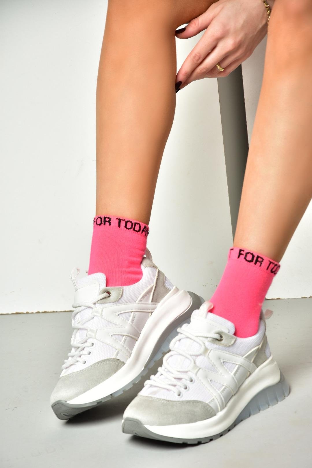 S973113002 Beyaz Süet Kadın Spor Ayakkabı Sneakers
