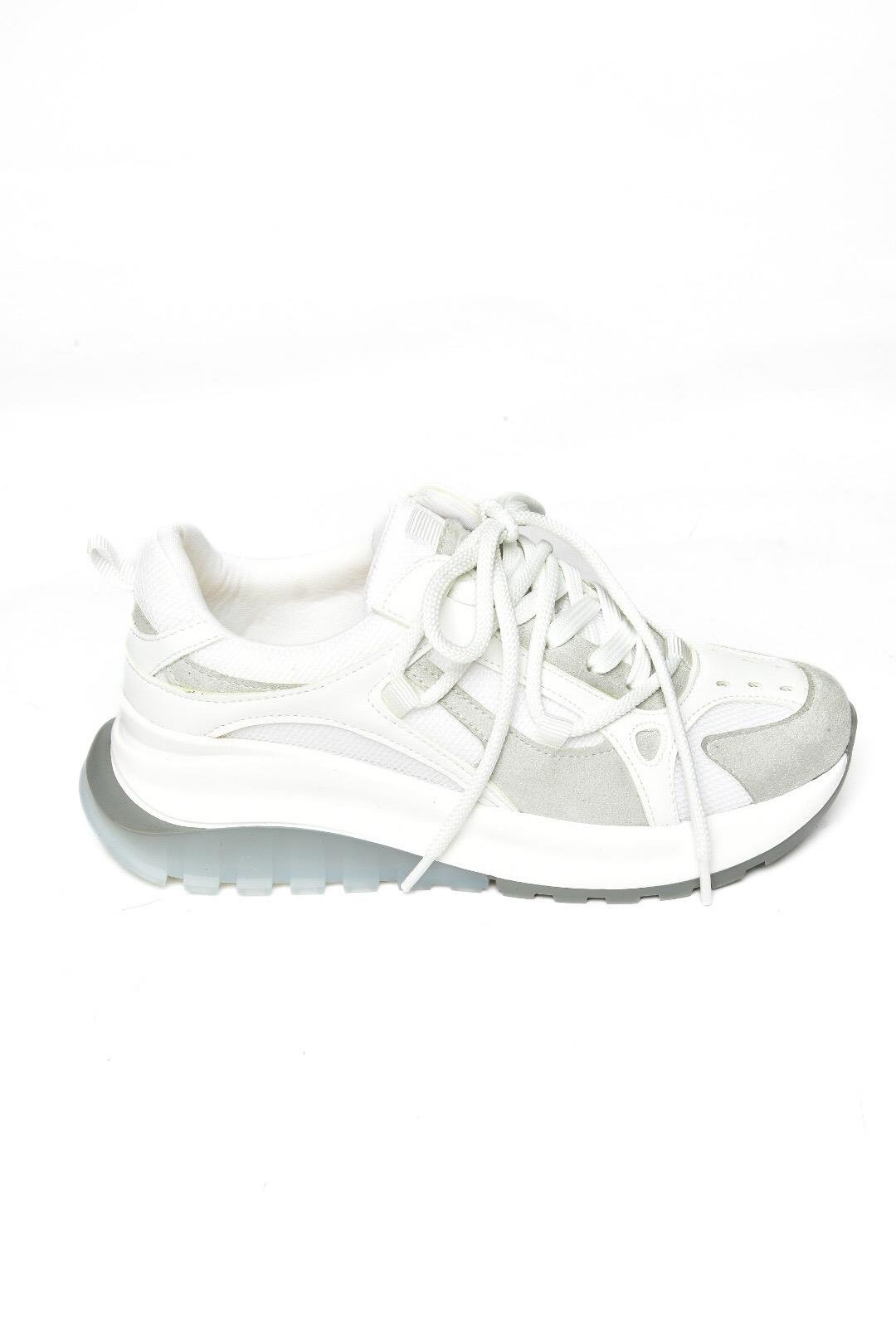 S973413104 Beyaz Kumaş Spor Ayakkabı Sneakers