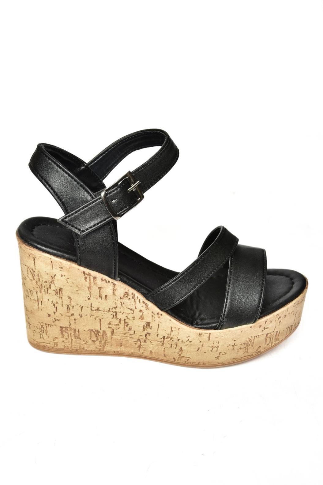 S996061209 Siyah Dolgu Topuklu Kadın Ayakkabı