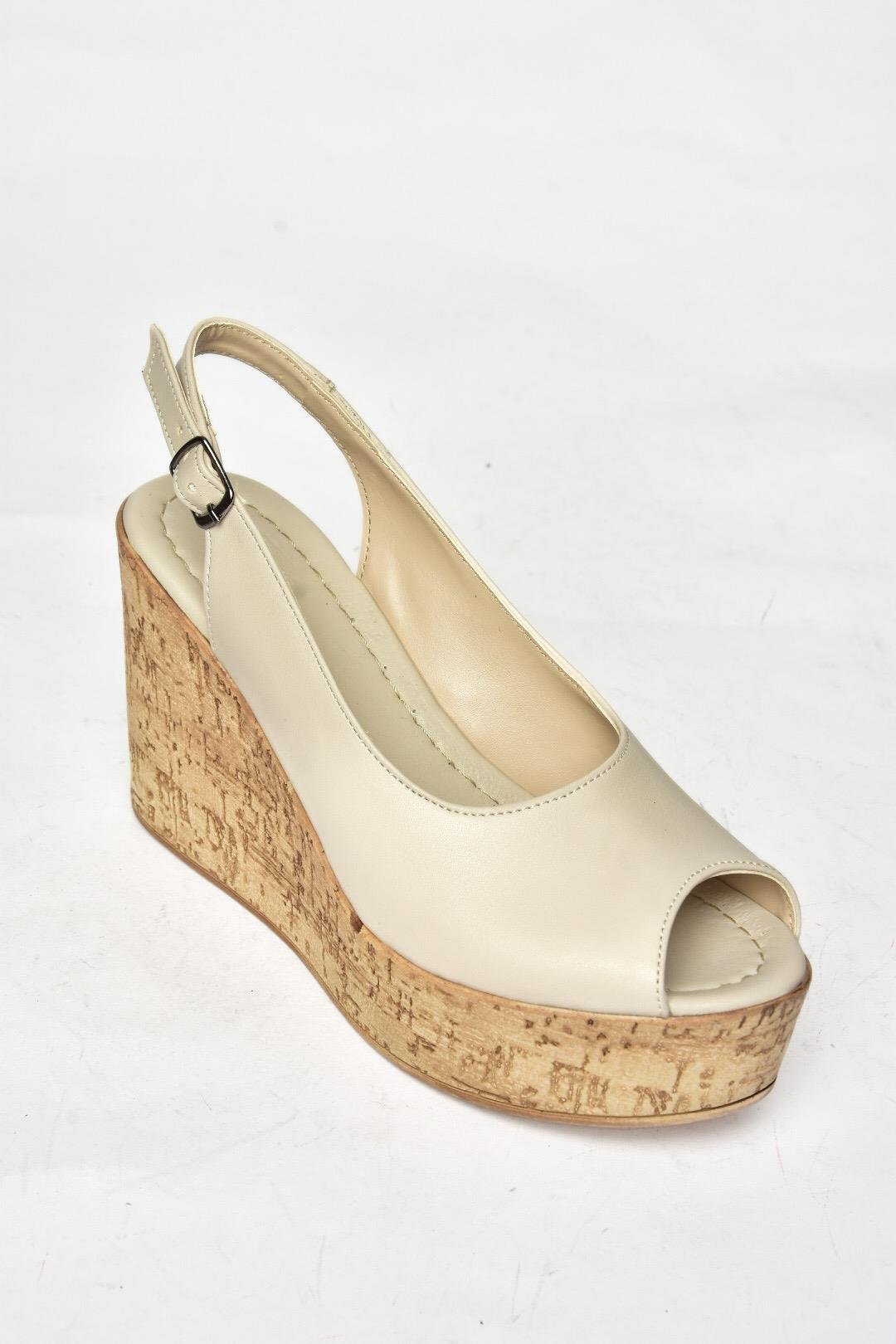 S996063509 Bej Dolgu Topuklu Kadın Ayakkabı