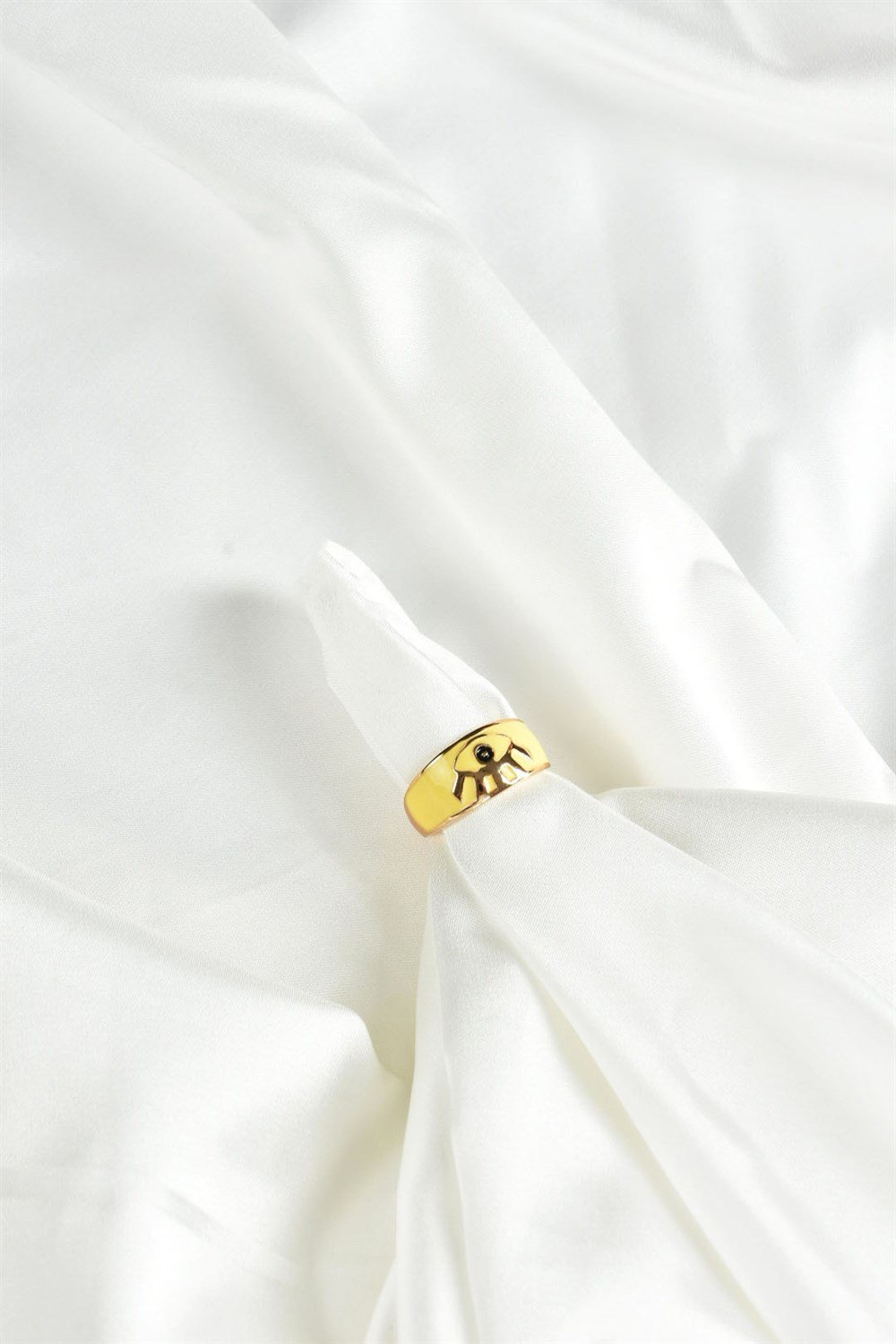 Sarı Mineli Göz Detay Altın Yüzük KA041052