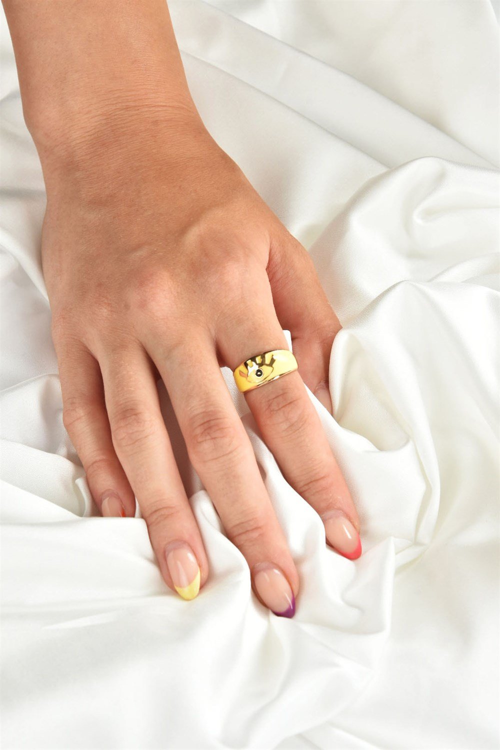 Sarı Mineli Göz Detay Altın Yüzük KA041052